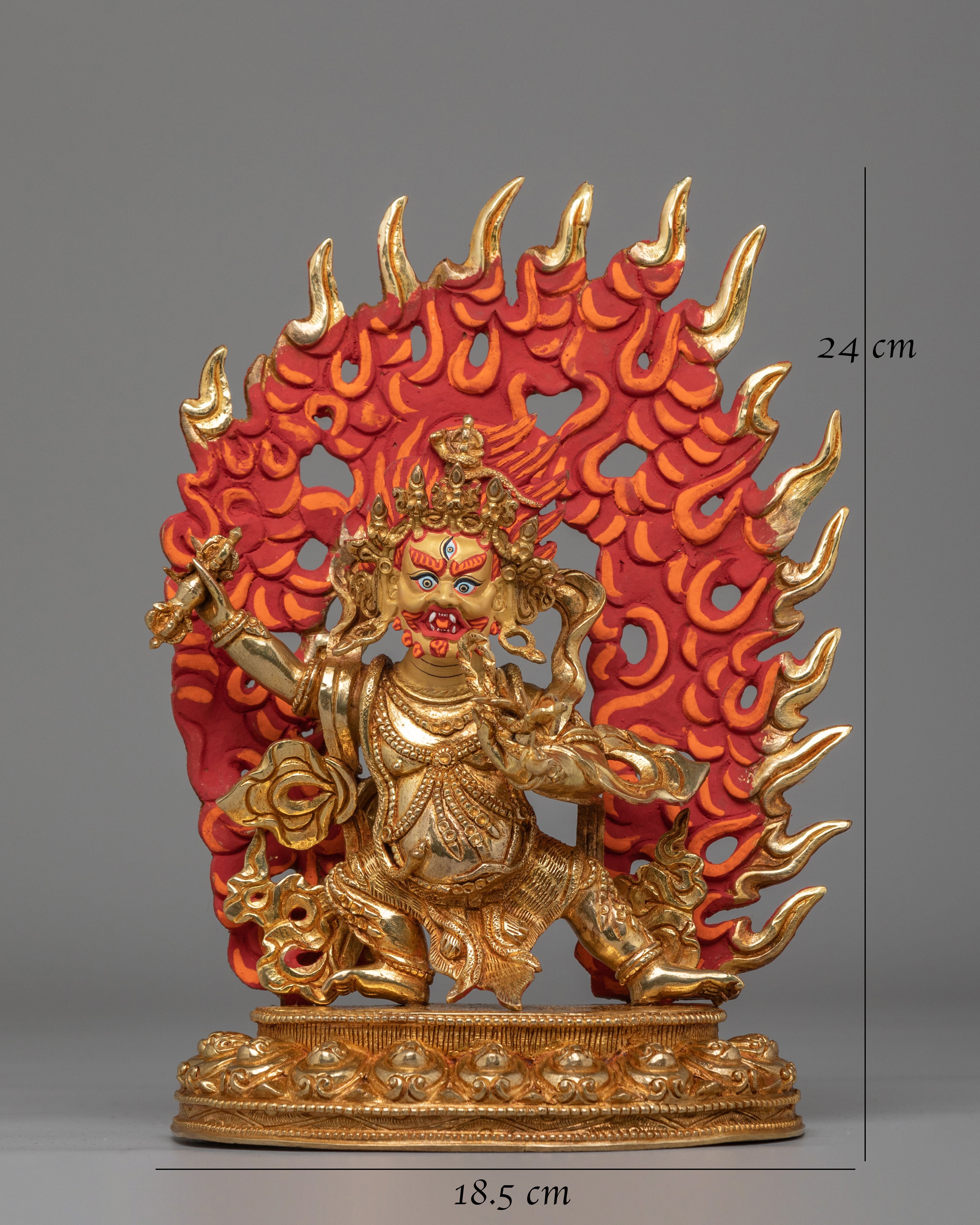 Traditional Vajrapani Sacred Sculpture | 24K Gold Plated Copper Buddhist Statue