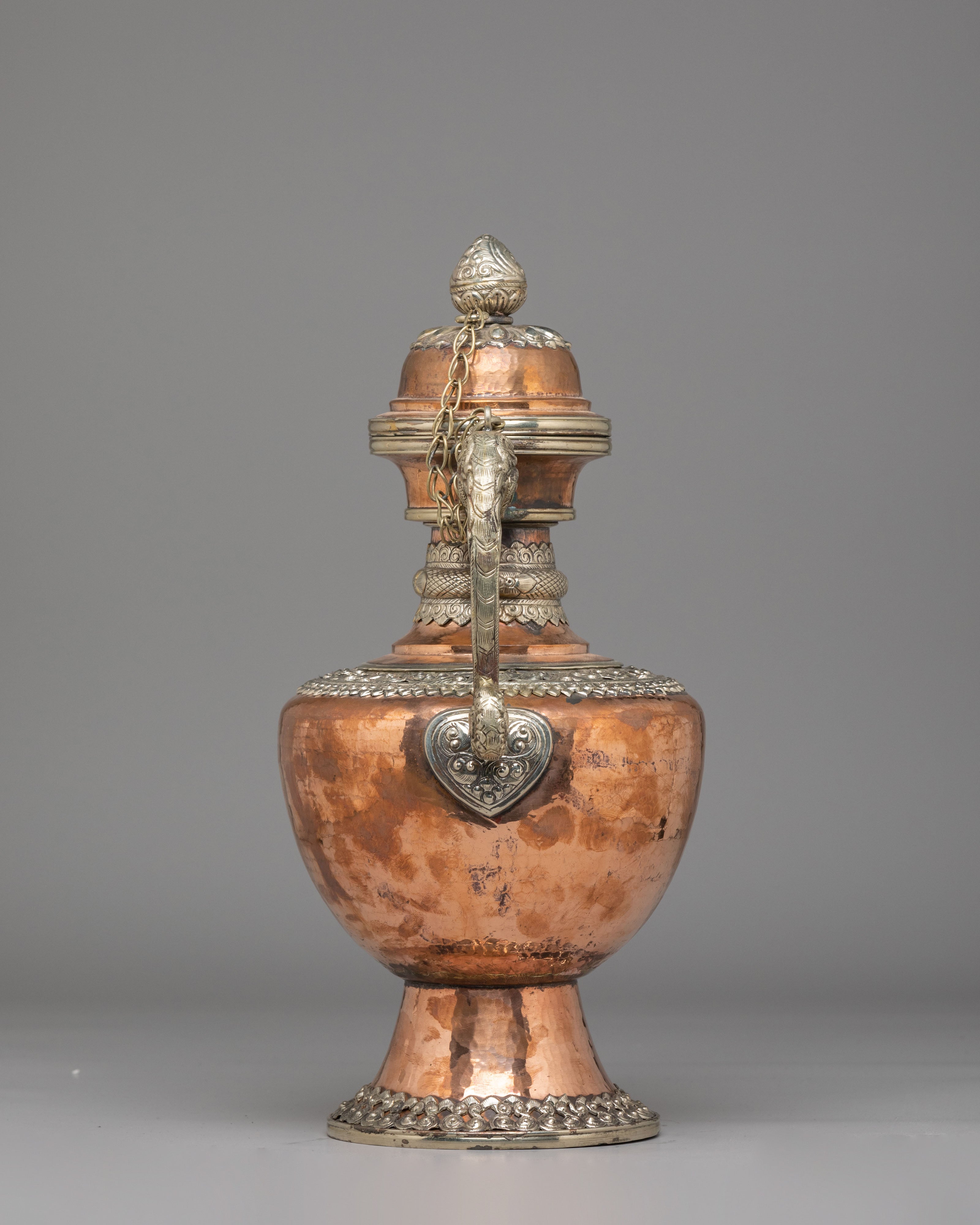 Himalayan Sacred Tea Pot Set | Handcrafted Copper and White Metal Vessels