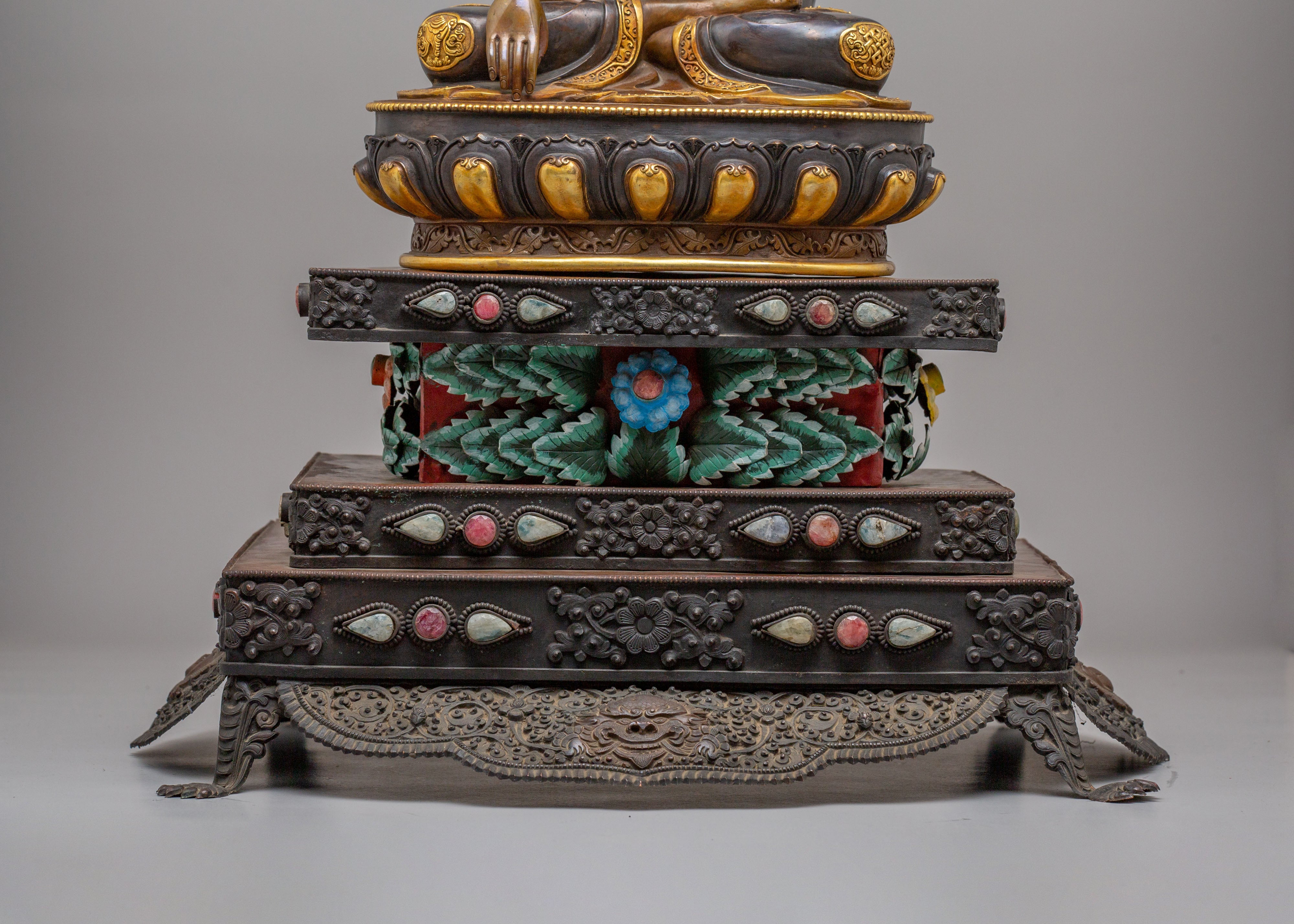 Tibetan Shakyamuni Buddha Throne Sculpture | Symbol of Peace and Enlightenment