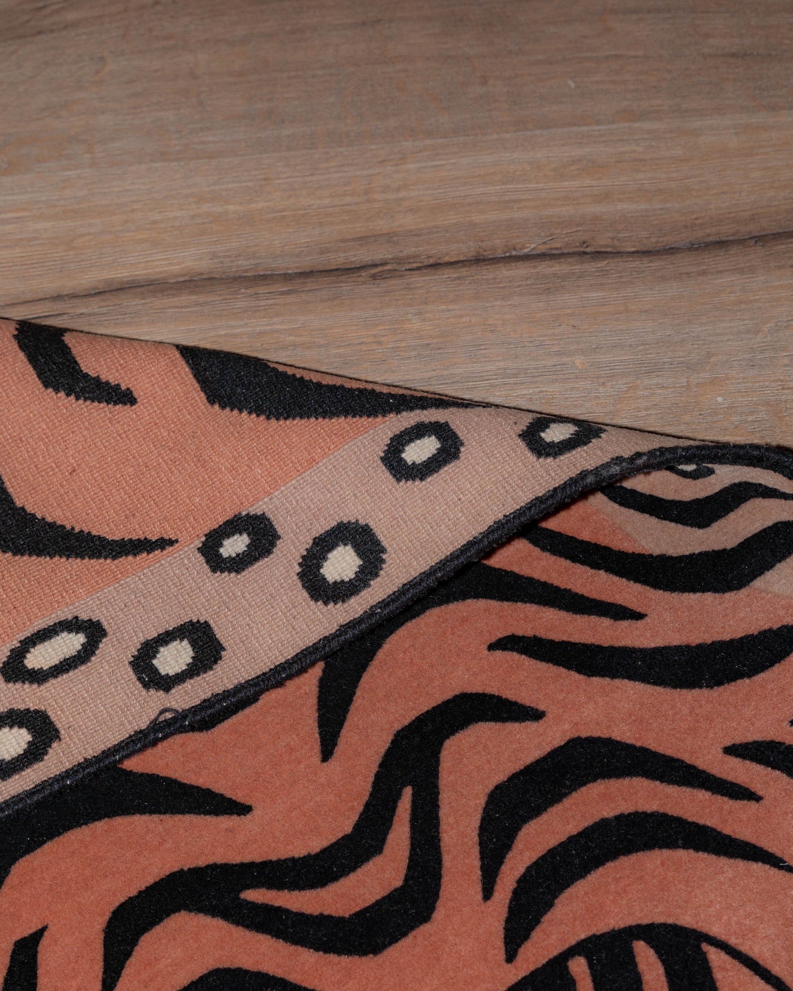 Decorative Handwoven Tiger Rug | Tibetan & New Zealand Wool with Viscose Accents