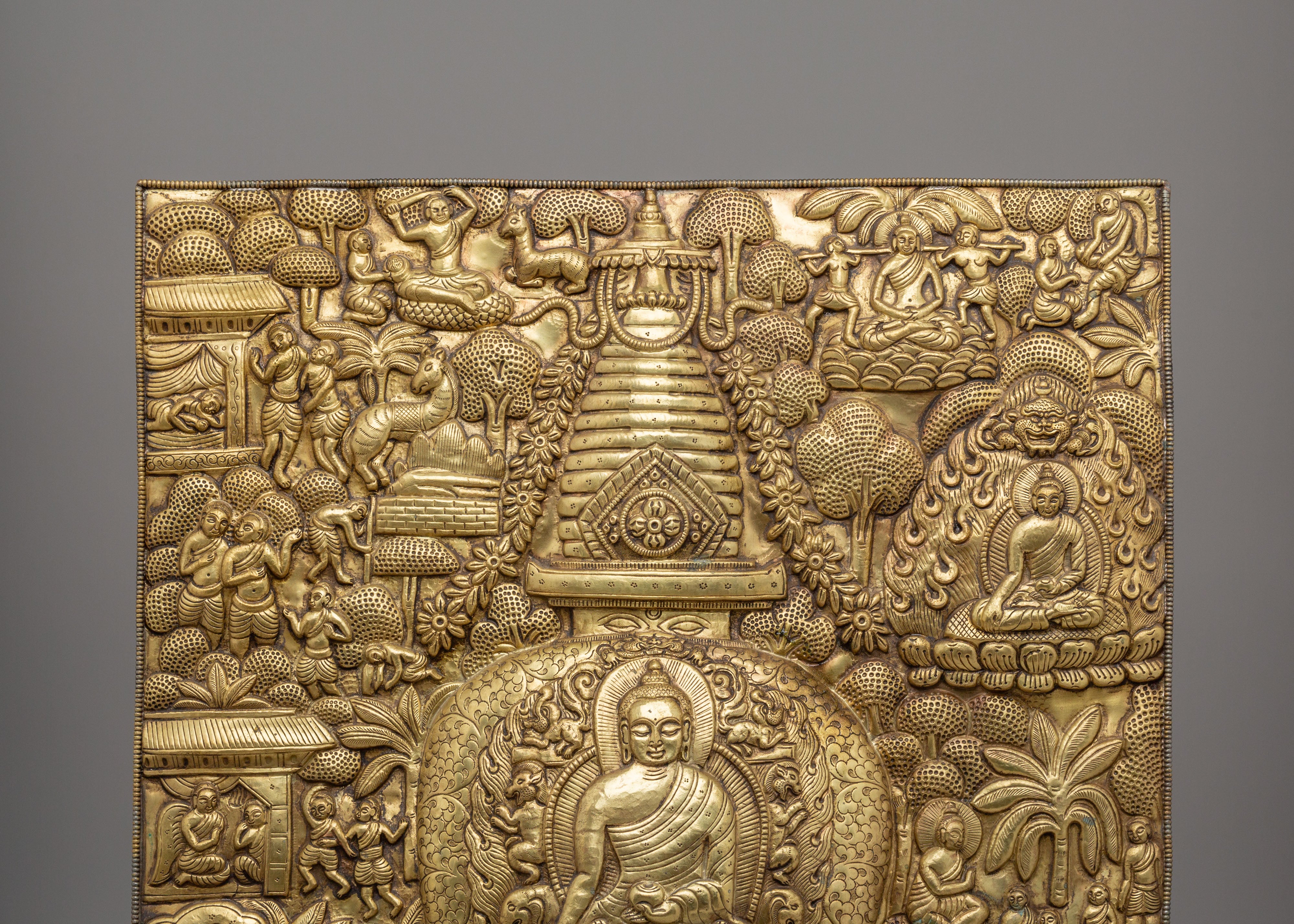 Handcrafted Buddha's Life Wall Hanging | Brass Wall Decor with Disciples