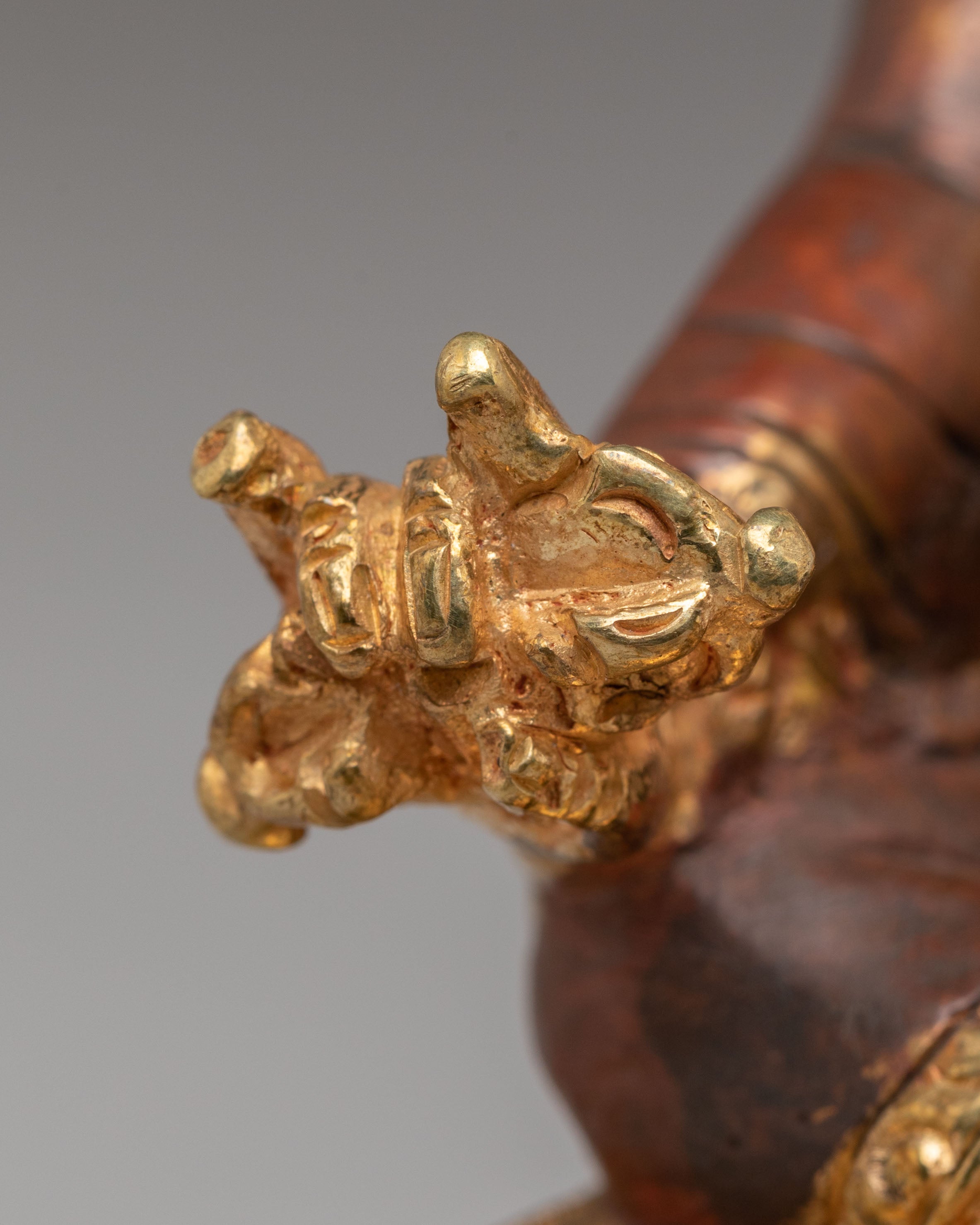 Sacred Padmasambhava Spiritual Statue | 24K Gold Plated Copper Tibetan Deity