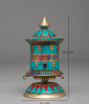 Tibetan Buddhist Prayer Spinner | Handcrafted Copper Body