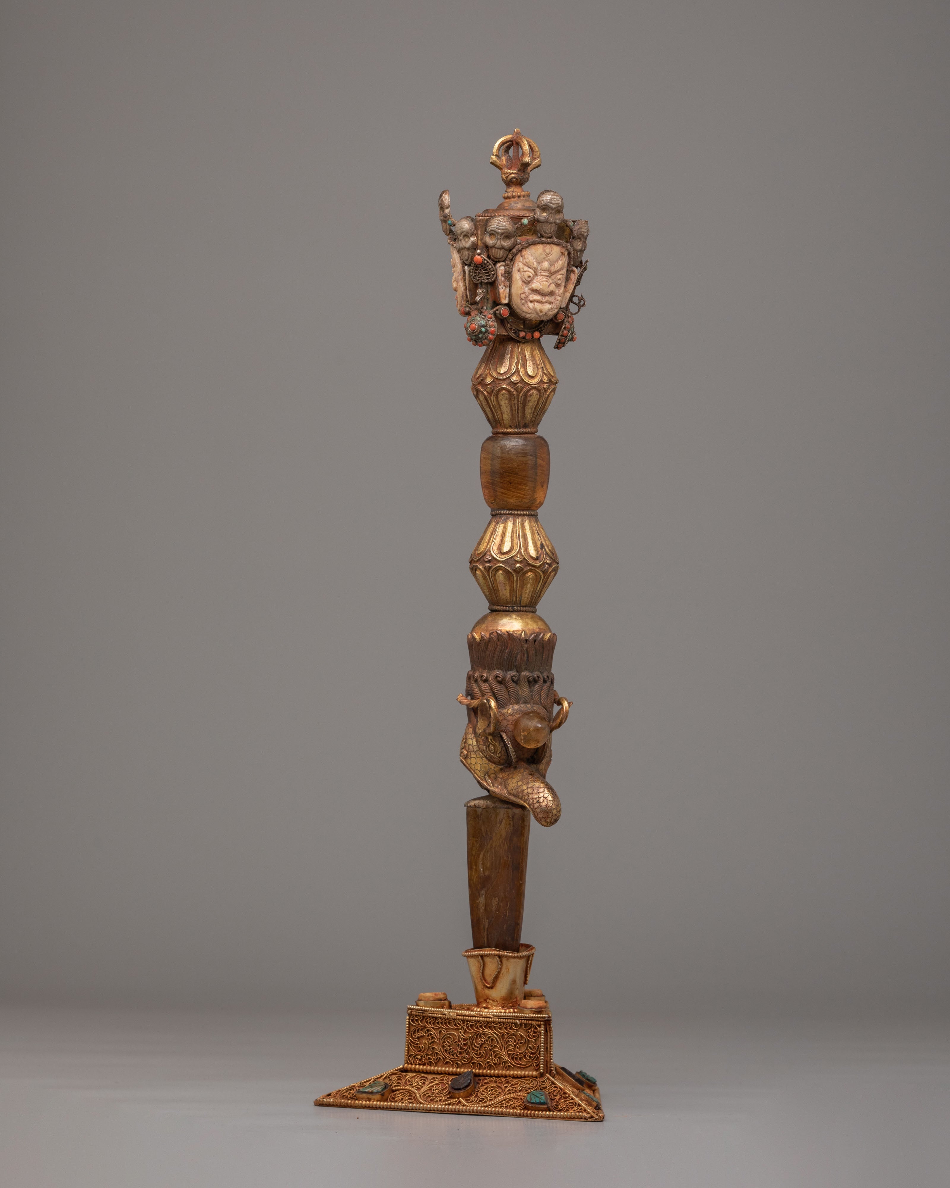 Sacred Buddhist Phurba | Gold-Plated Ritual Dagger