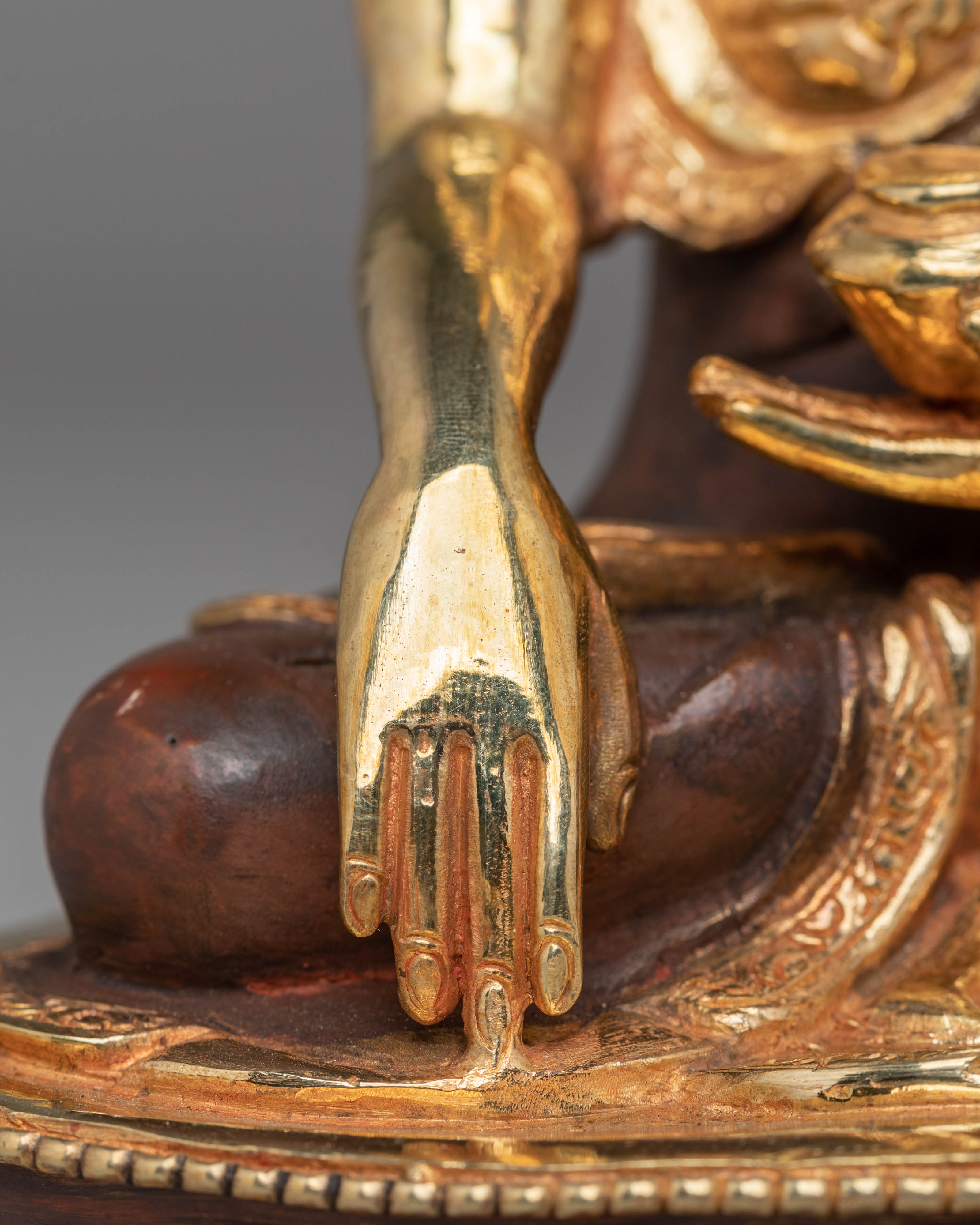 Akshobhya Buddha Statue | 24K Gold Plated Copper Sculpture for Spiritual Decor