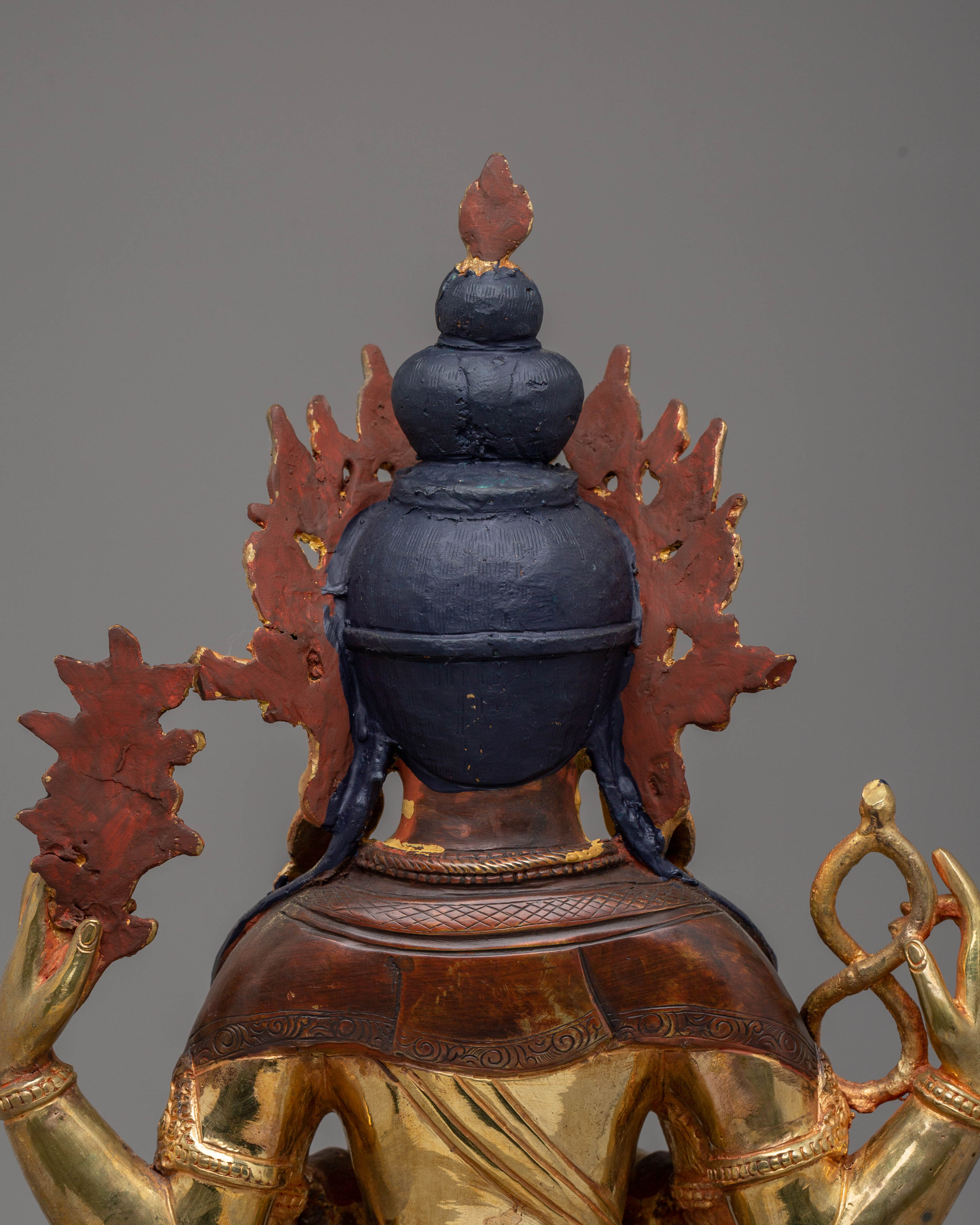 Chenrezig Meditation Statue | 24K Gold Gilded Avalokiteshvara Buddhist Sculpture