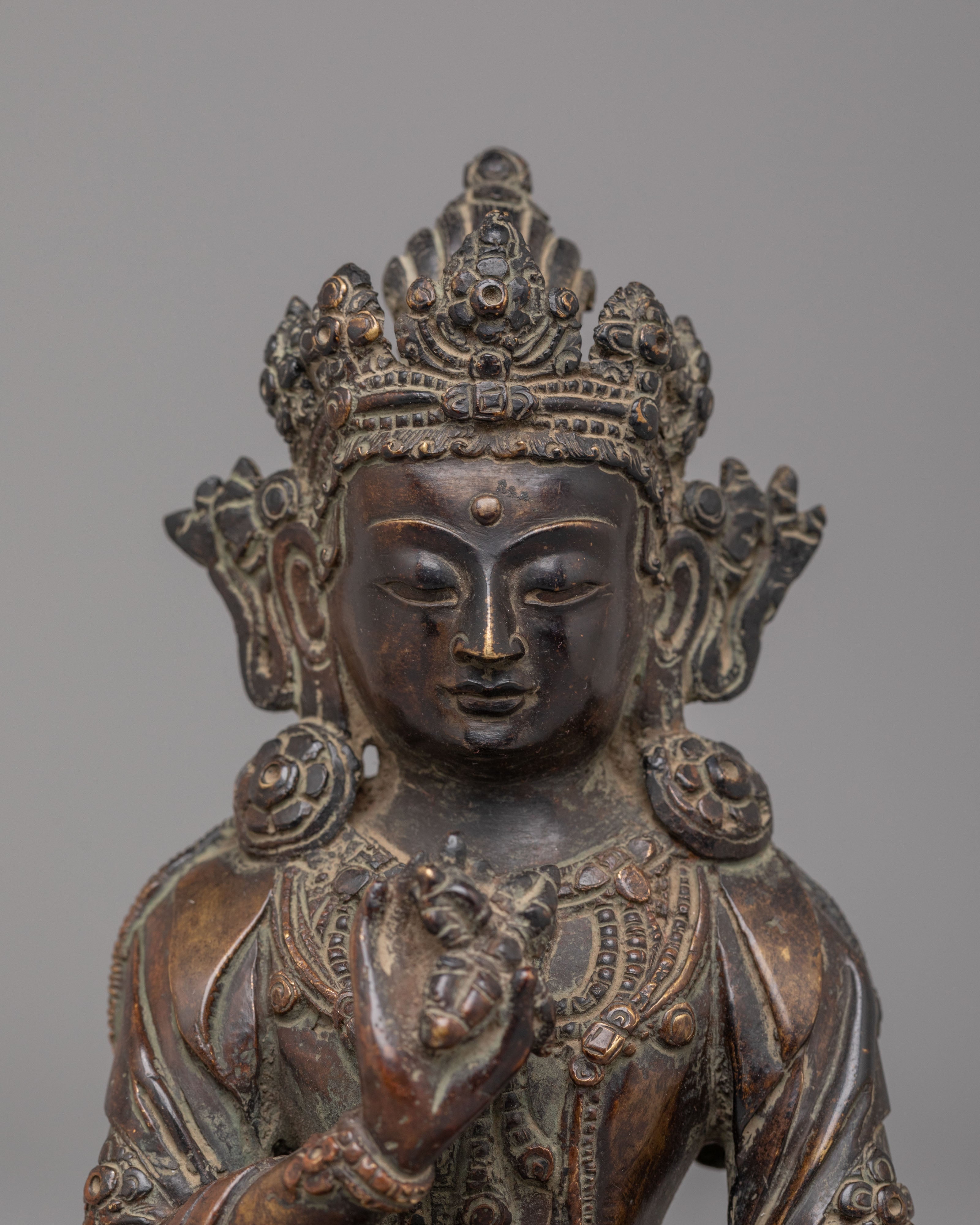 Tibetan Mitrugpa Figurine | Oxidized Copper Buddhist Sculpture