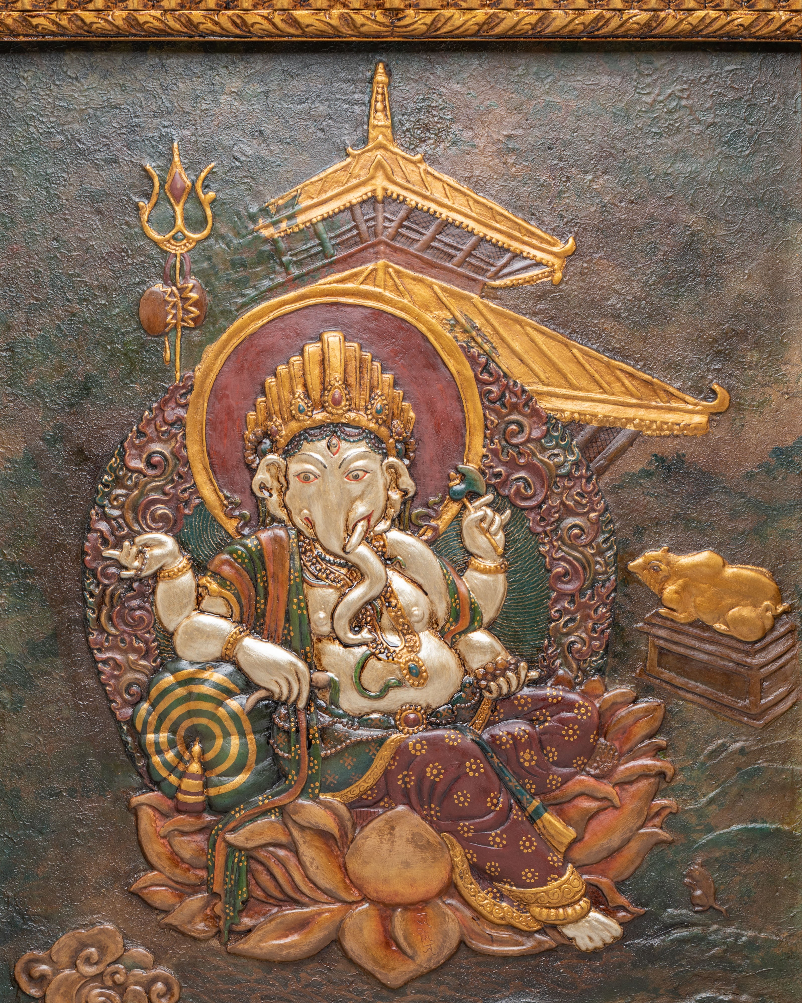 Sacred Ganesha Wall Hanging | Handcrafted Wooden Artwork