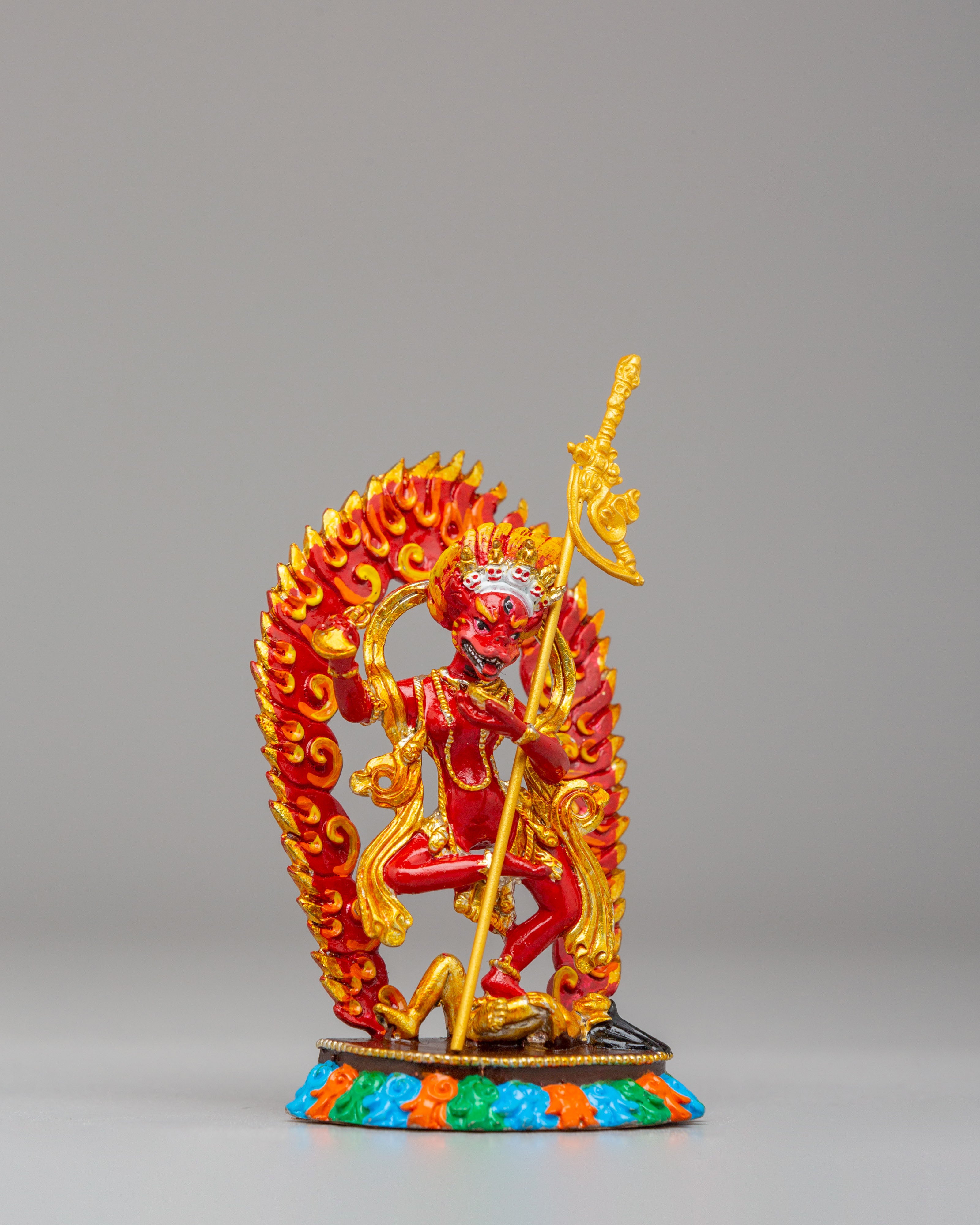 Simhamukha Lion-Faced Dakini Statue | Hand Painted Altar Decor for Protection