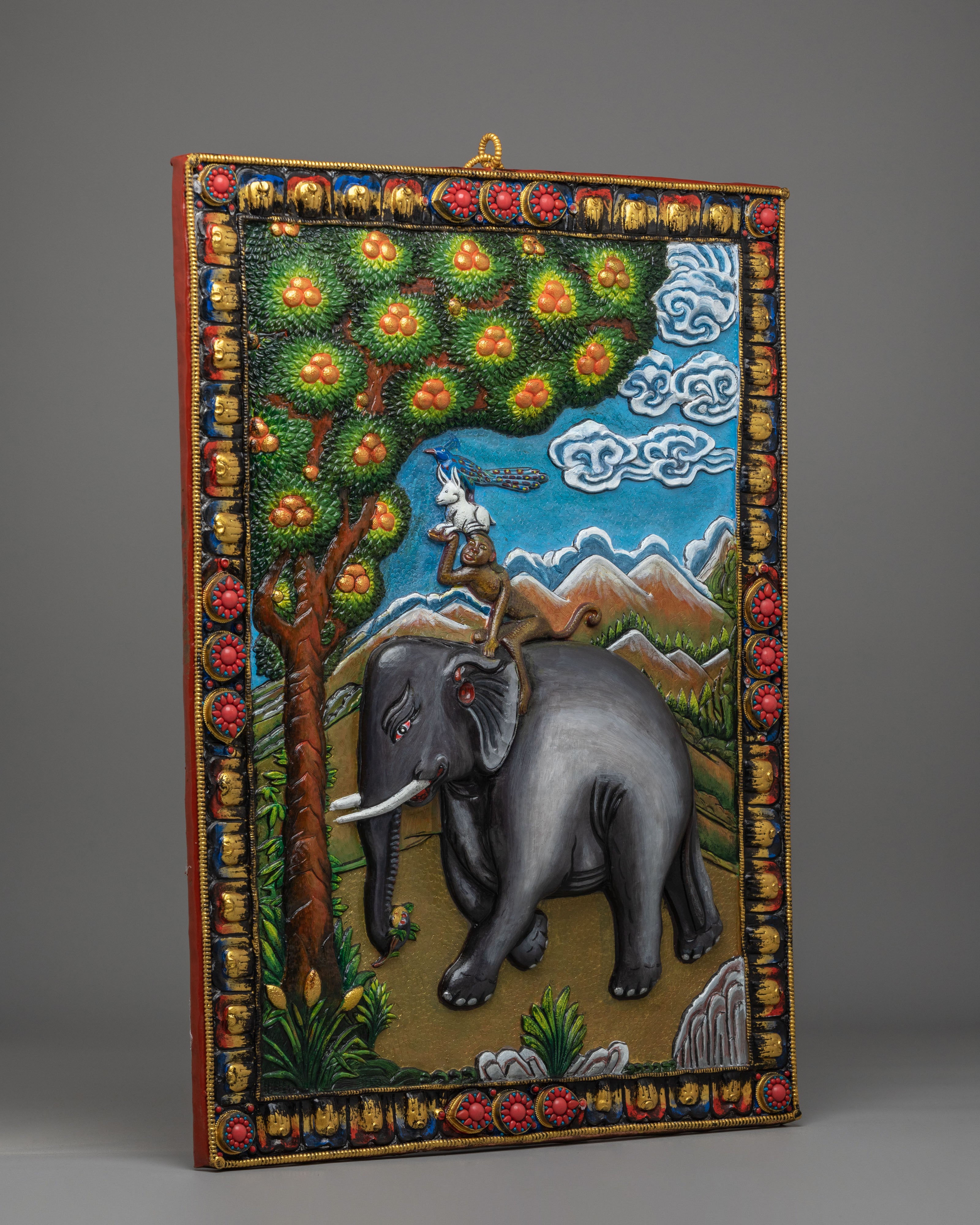 Handcrafted 4 Harmonious Friends Wall Hanging | Buddhist Sacred Wall Decor