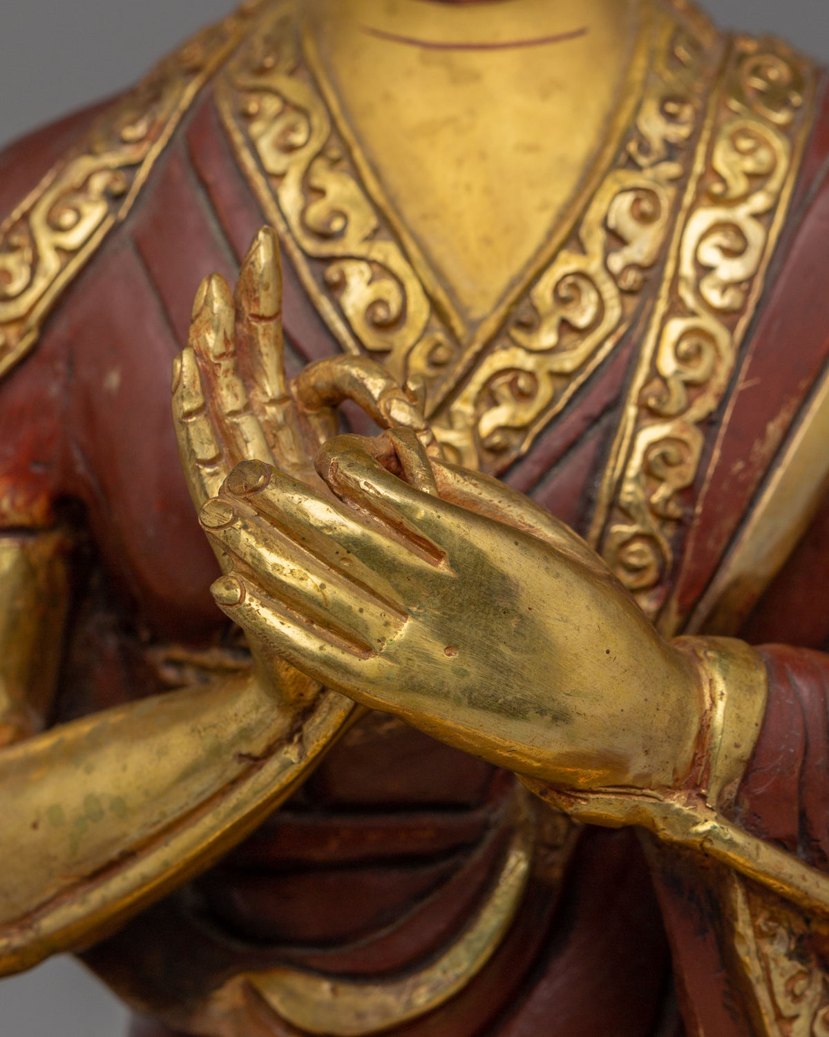 Handcrafted Sacred Tsongkhapa Set Statue | Tibetan Spiritual Artwork