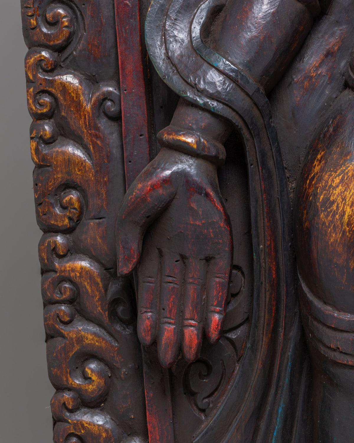 Lokeshwor Tibetan Spiritual Statue | Hand Carved Wooden Avalokiteshvara Art