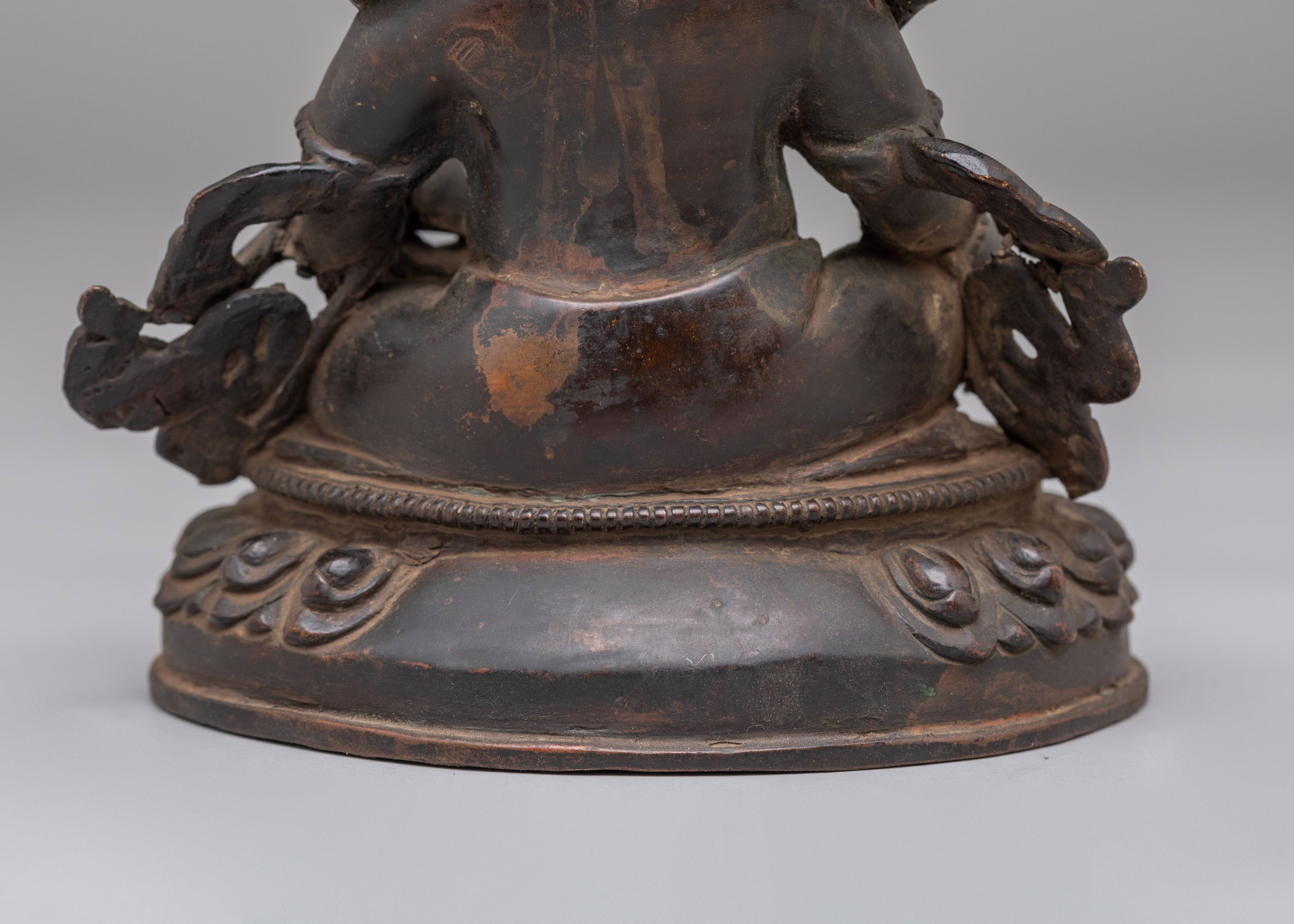 Ceremonial Dzambhala Wealth Deity Sculpture | Tibetan Buddhist Prosperity Figurine