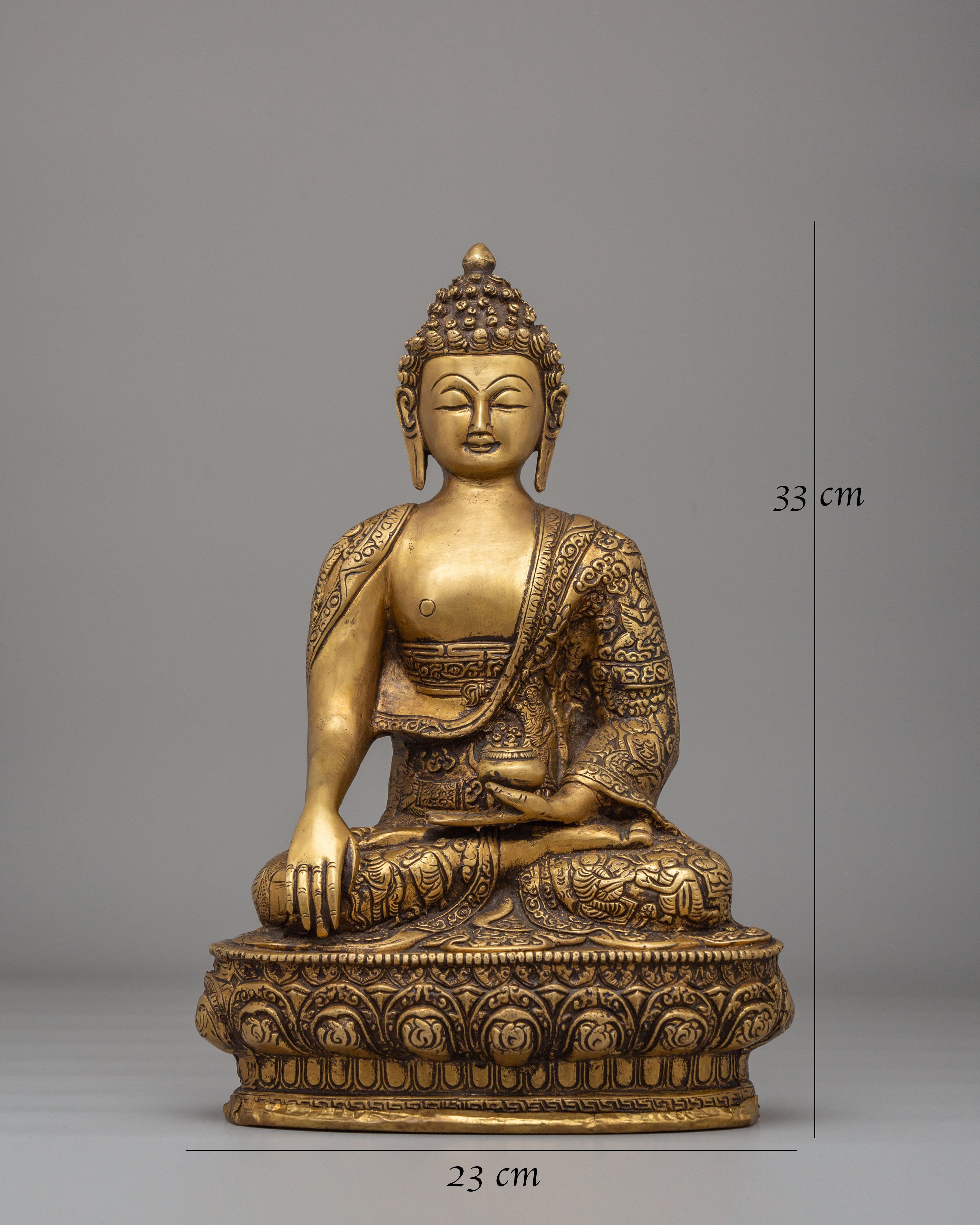 Shakyamuni Buddha Enlightenment Figurine | Handcrafted Brass Statue for Meditation