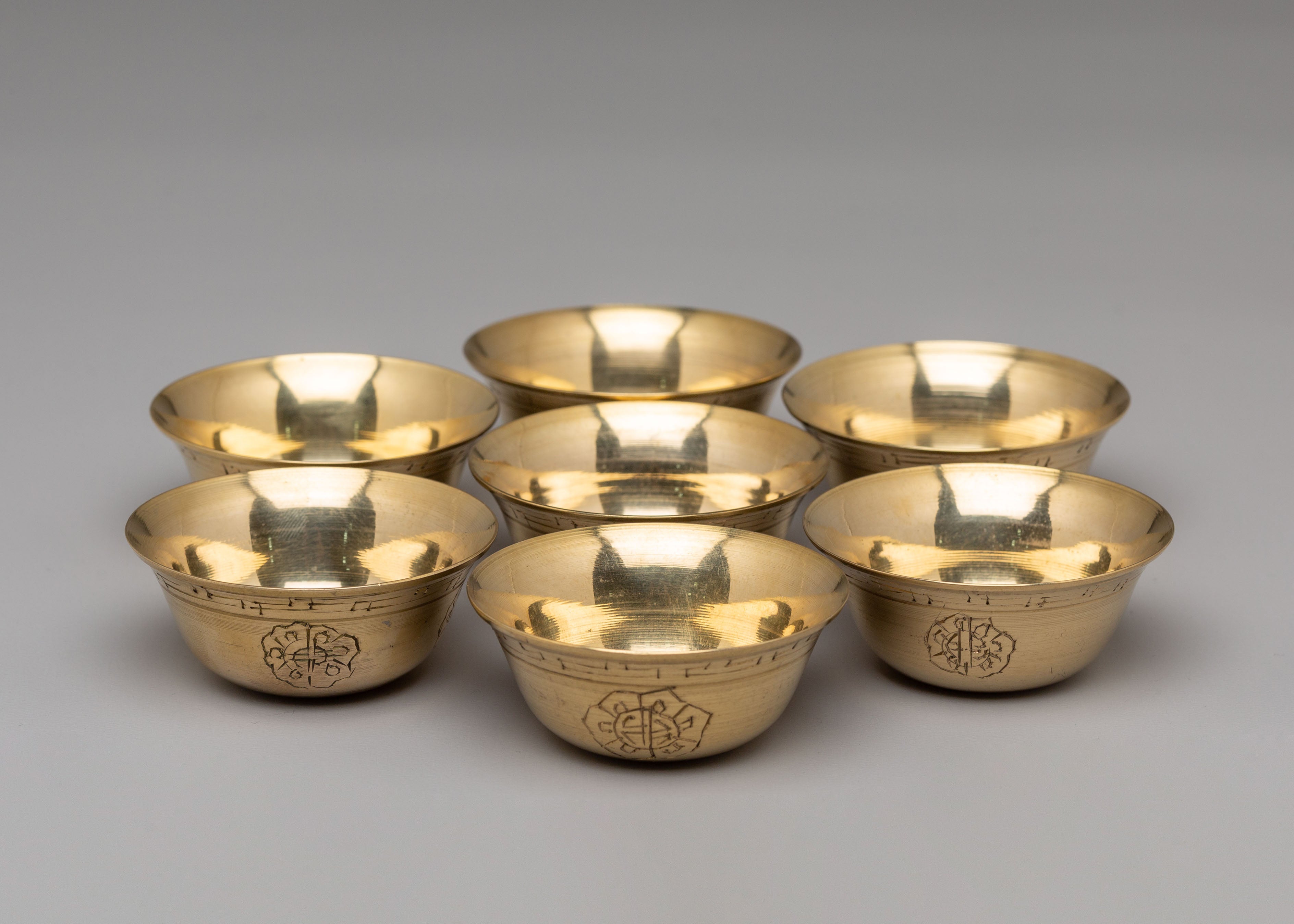 Vajrayana Ritual Offering Bowl Set | Tibetan Buddhist Brass Bowls