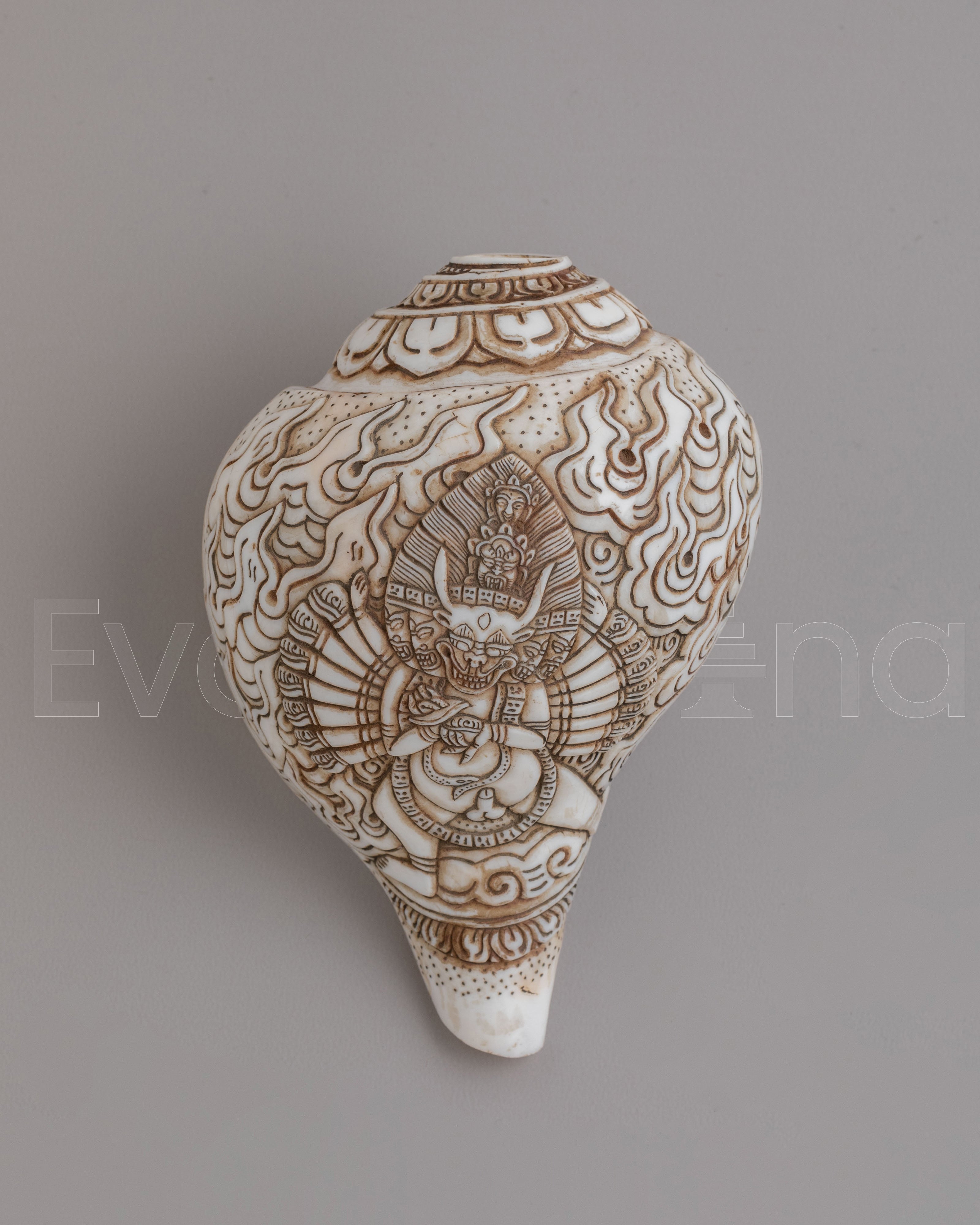 Yama Dharmaraja Engraved Conch