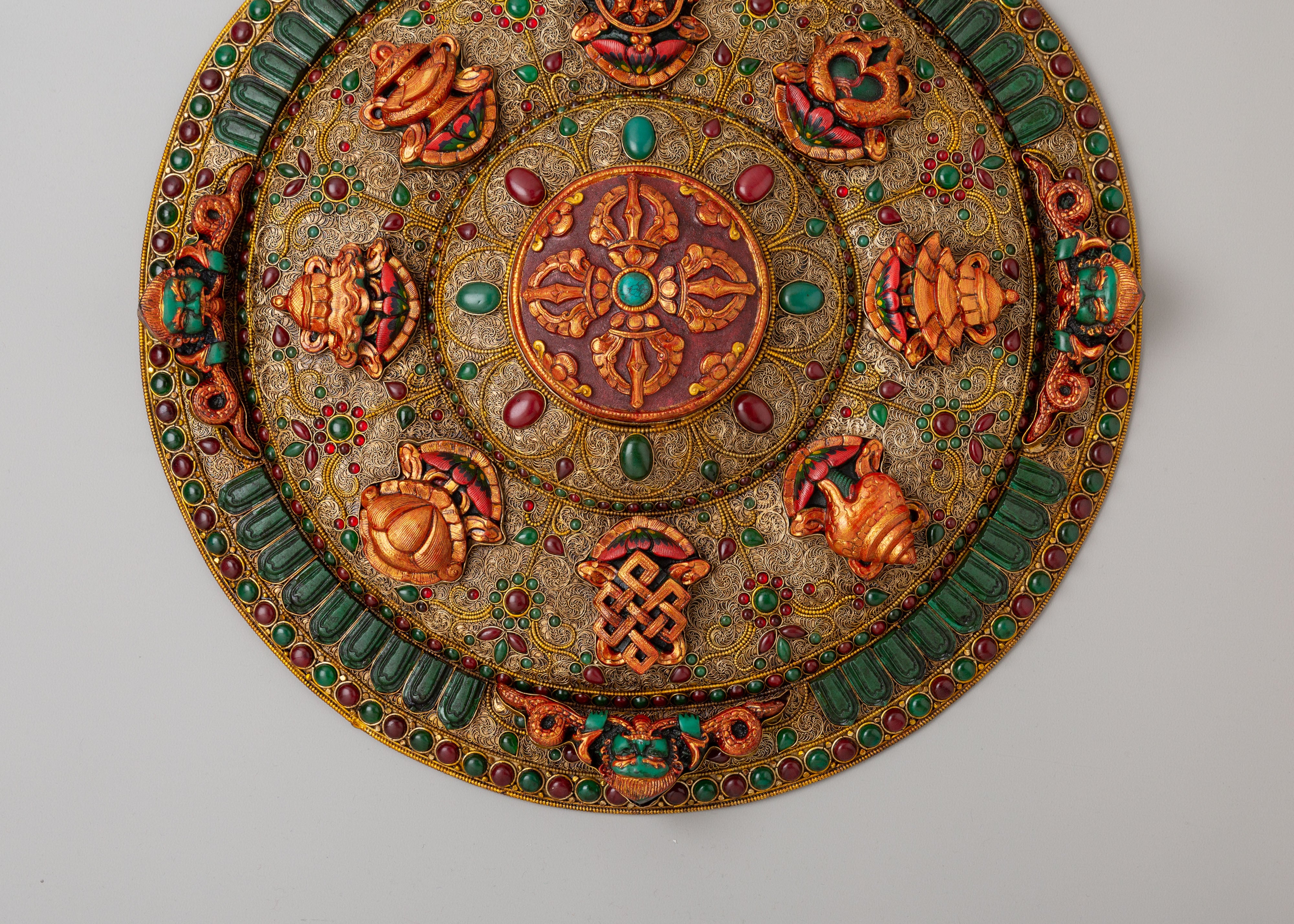 Buddhist Auspicious Symbol Wall Hanging | Decorative Religious Artwork
