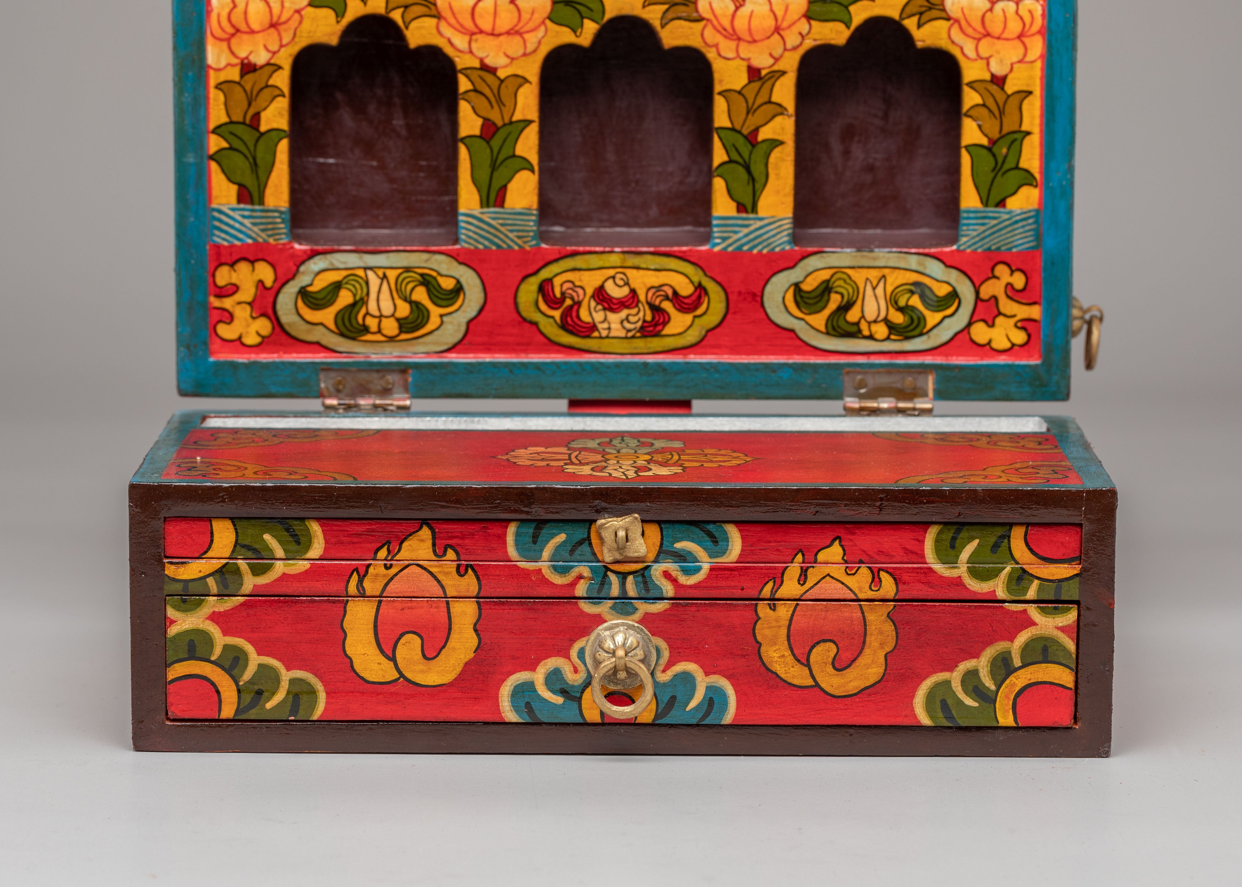 Spiritual Altar Box with Statue | Sacred Decor for Meditation & Rituals