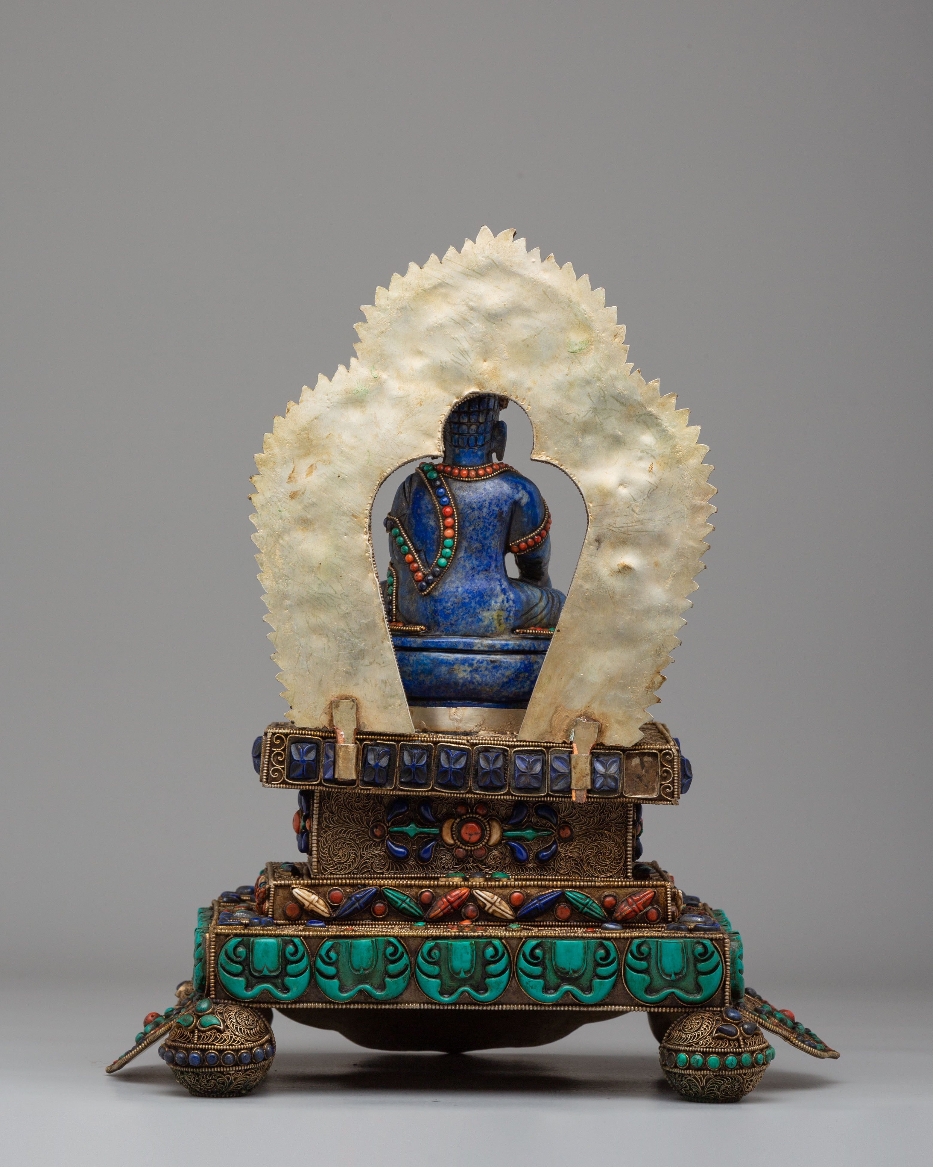 Shakyamuni Buddha on Throne Sculpture | Sacred Tibetan Artwork