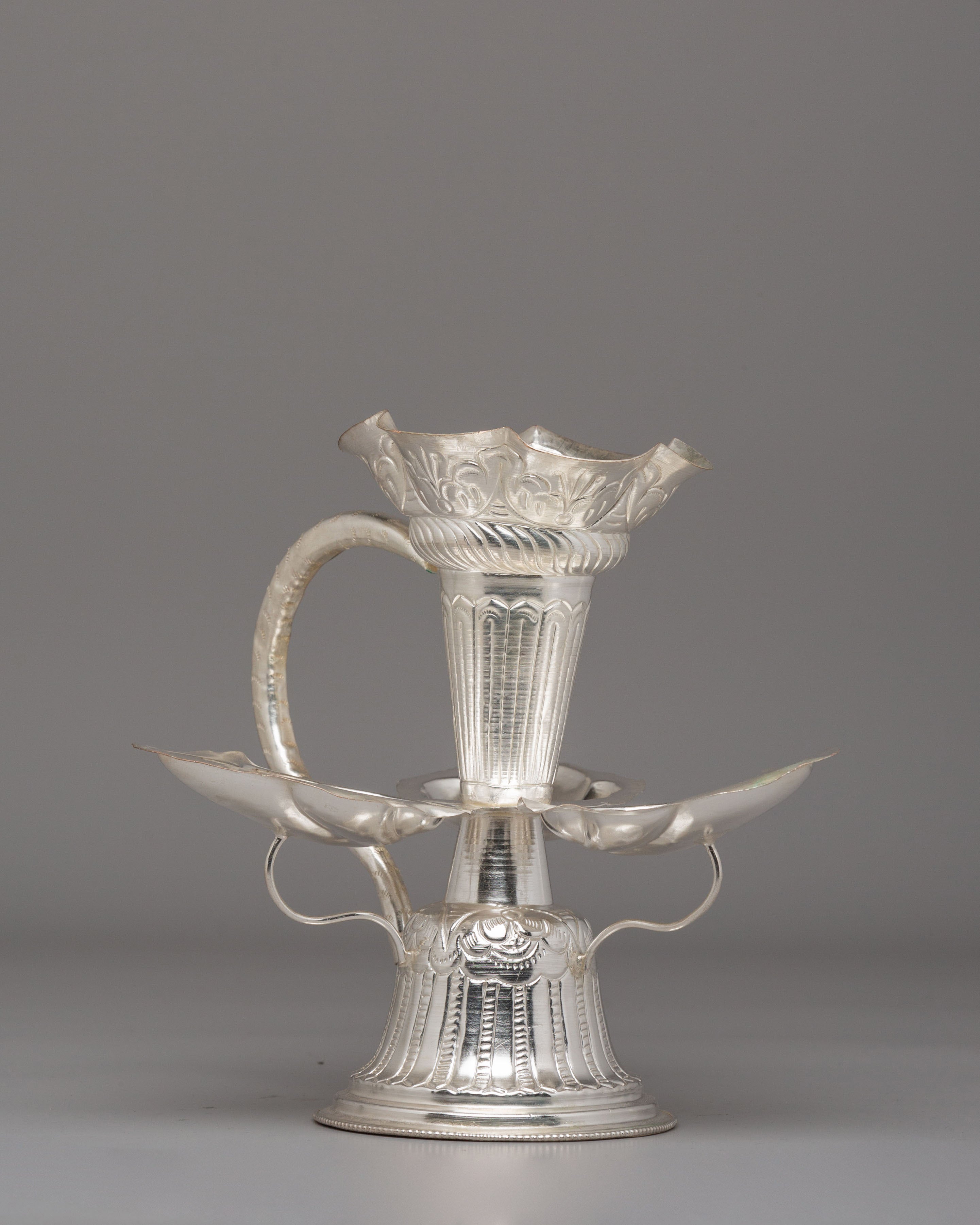 Himalayan Altar Tikadani | Traditional Silver Puja Vessel