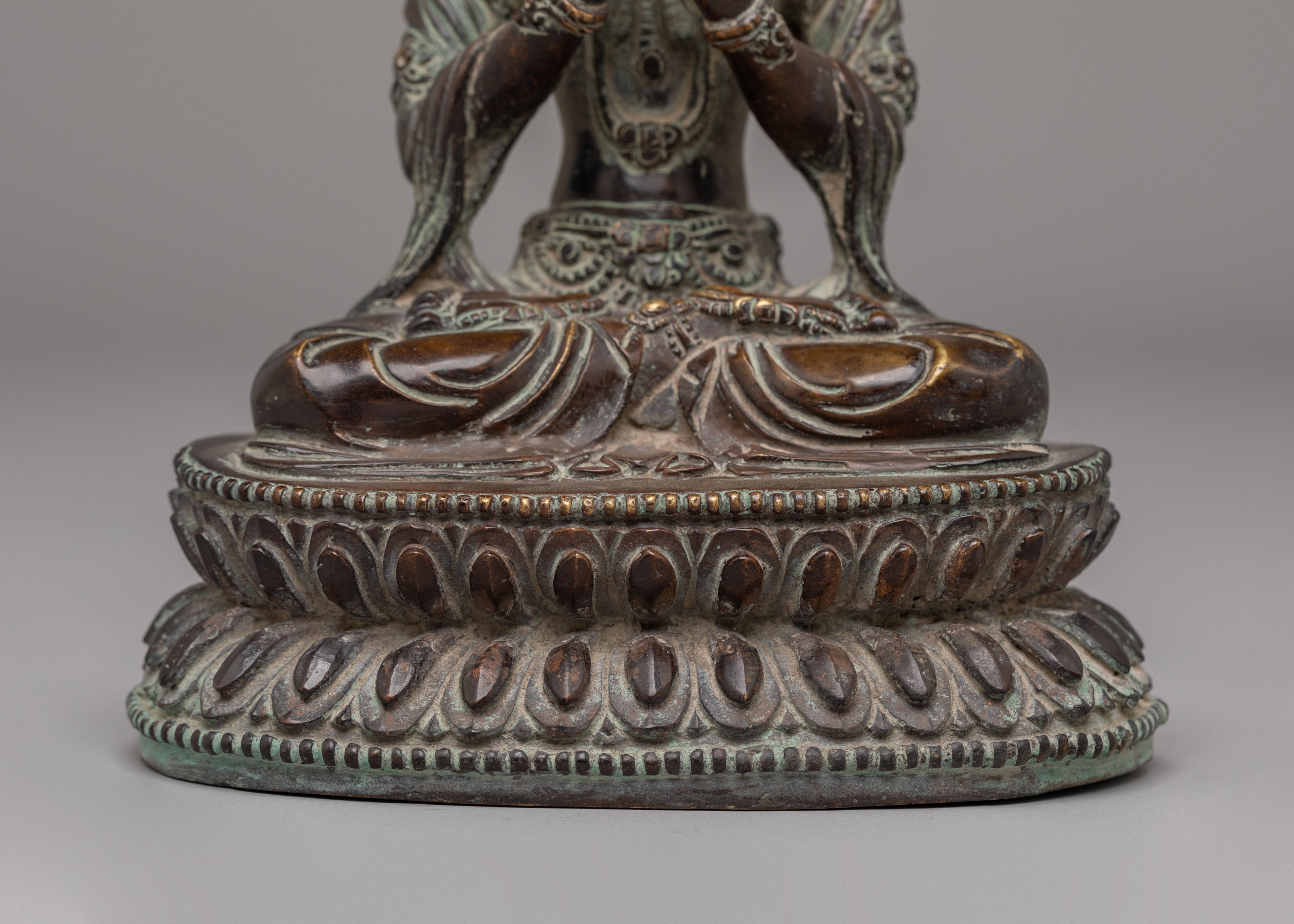 Traditional Akasagarbha Statue | Oxidized Copper Buddhist Sculpture