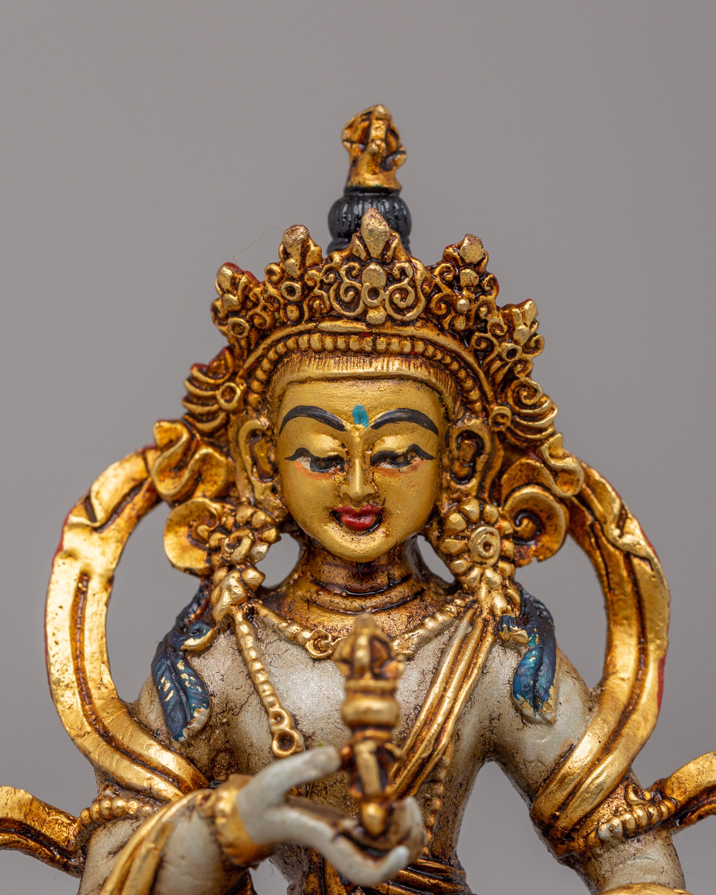 Ceremonial Vajrasattva Shrine Statue | 24K Gold Plated Tibetan Buddha