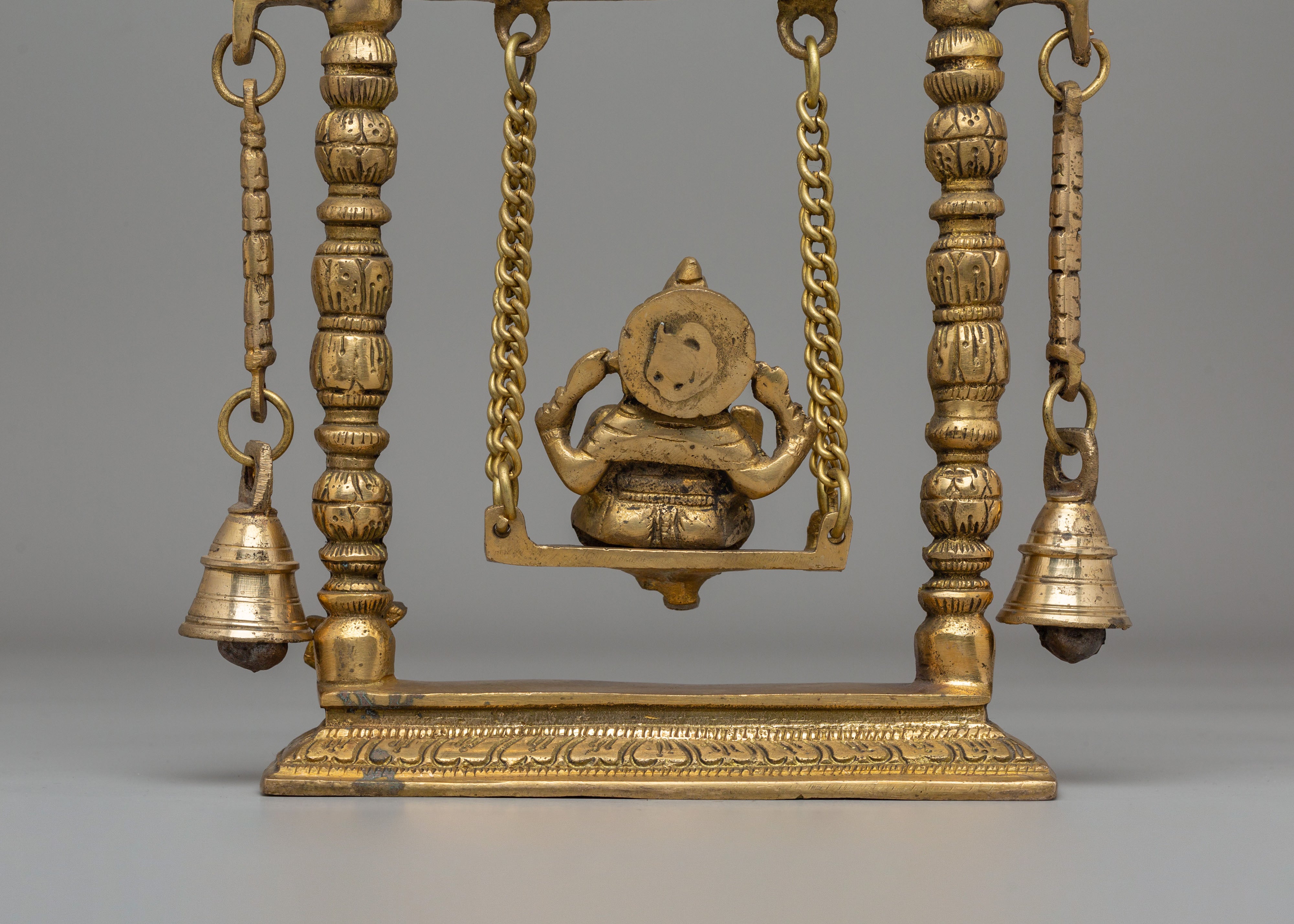 Handmade Ritual Ganesh on Swing | Brass Hindu God Figurine