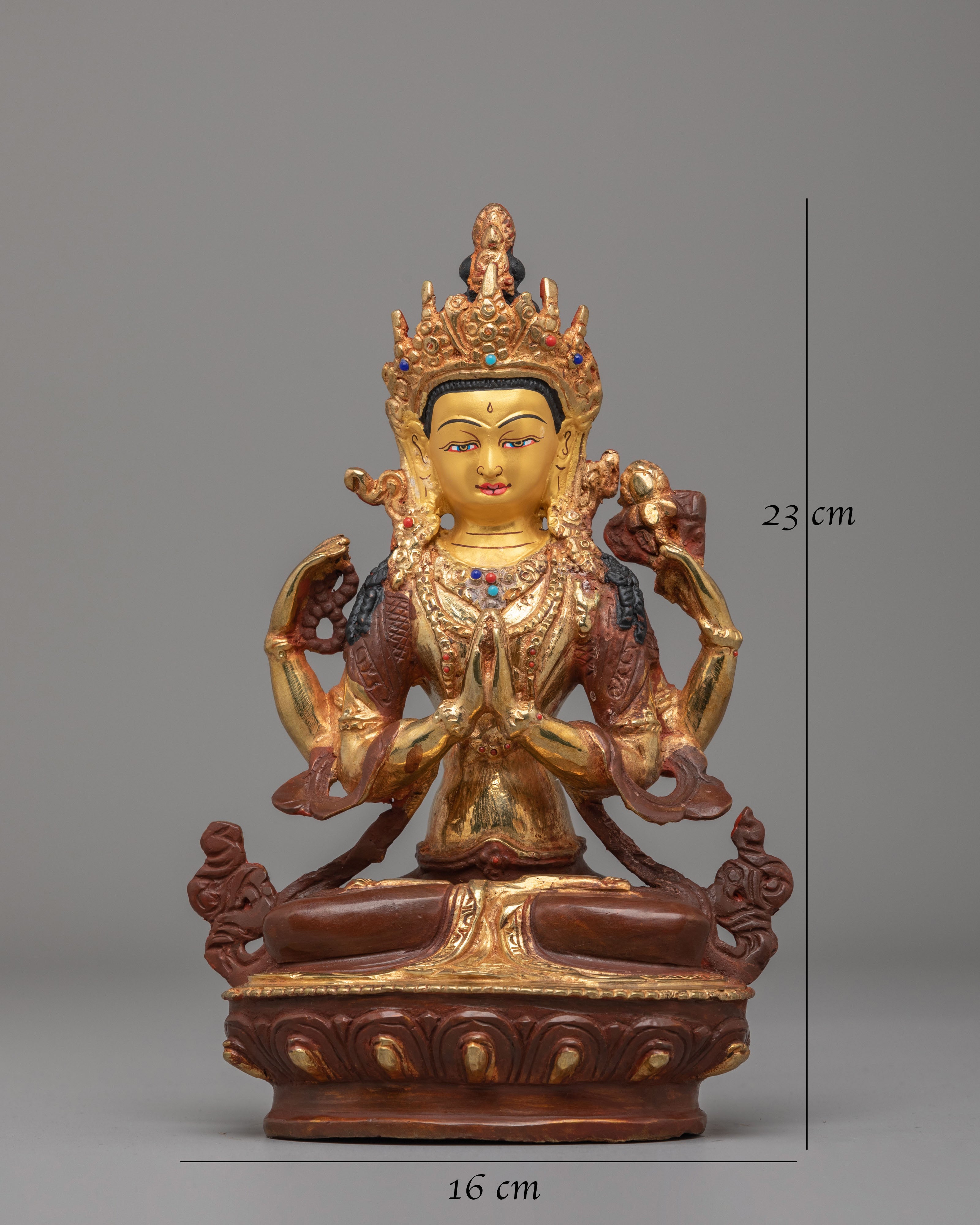 Buddhist Chenrezig Statue | Handcrafted Copper Statue for Meditation