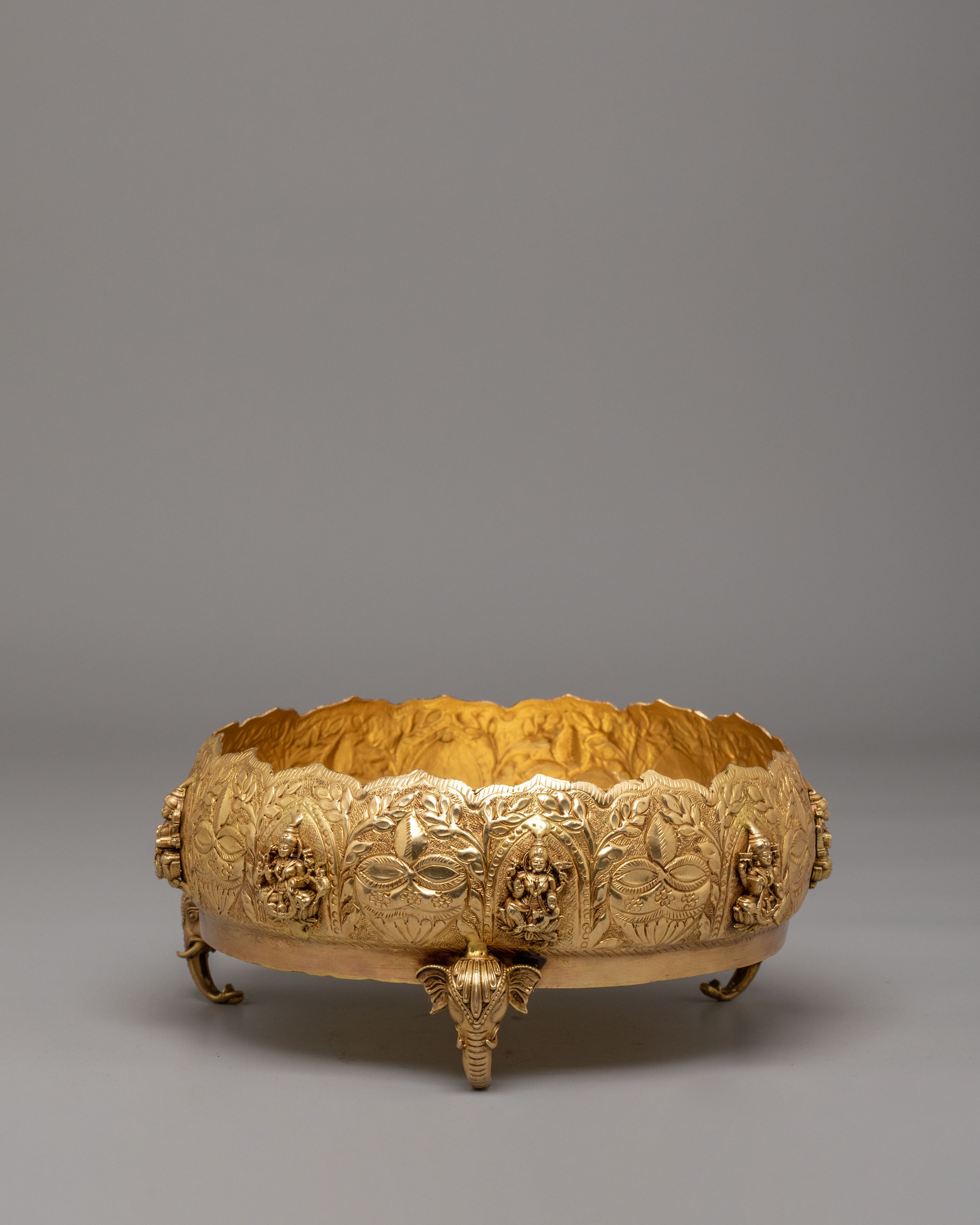 Spiritual Handcrafted Ritual Urli Bowl | Vessel with Elephant Trunk Legs