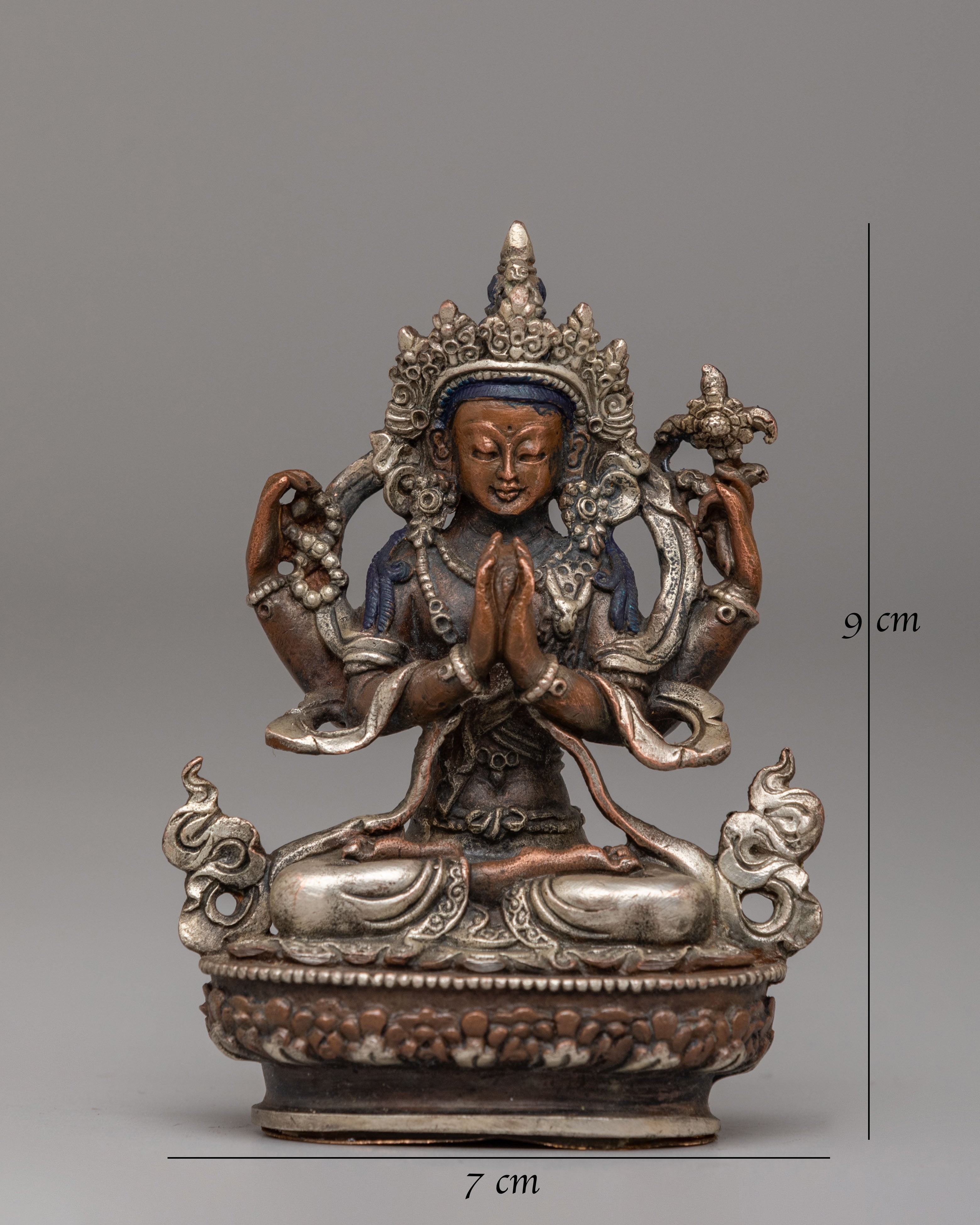 Tibetan Chenrezig Compassion Deity Statue | Bodhisattva Avalokiteshvara Figurine
