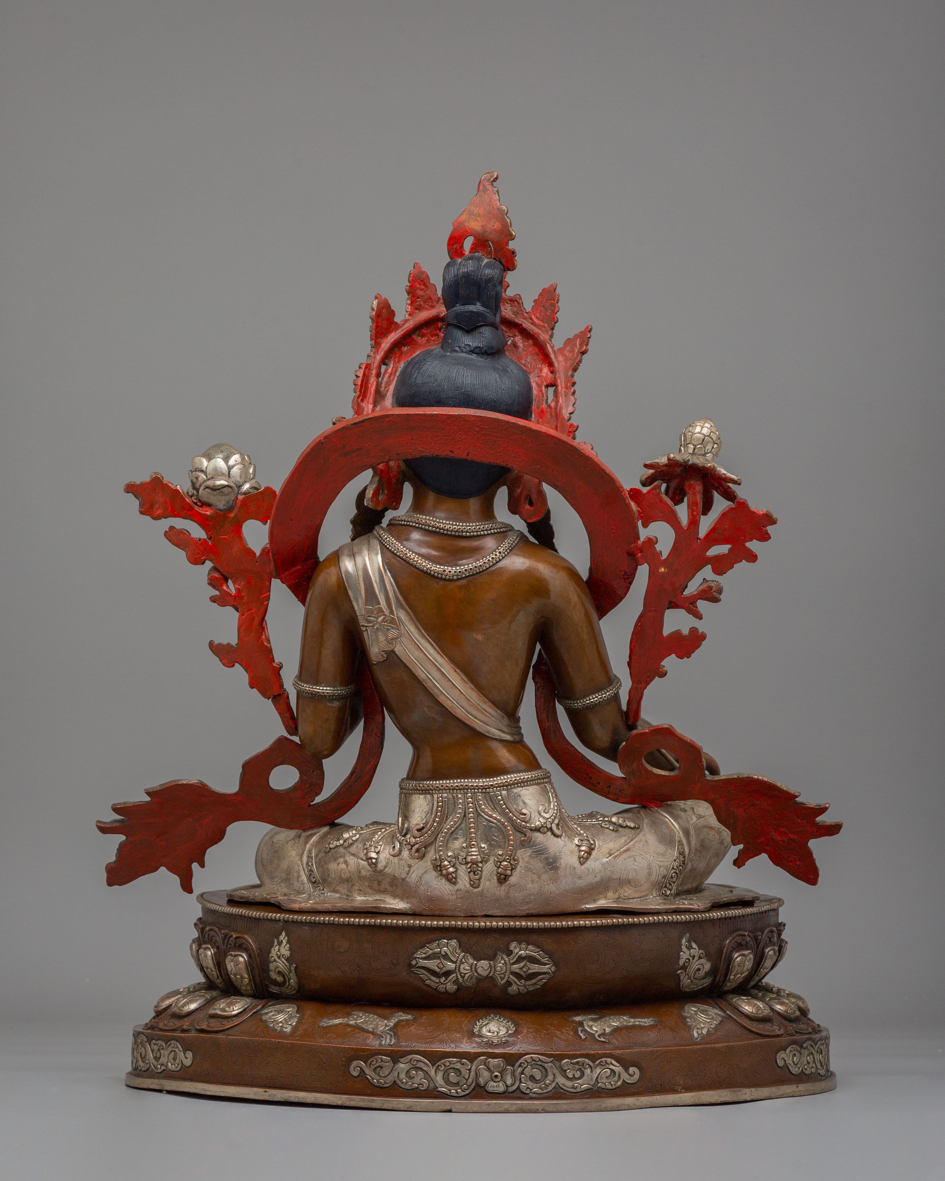 Sacred Compassion Green Tara Statue | Oxidized Copper Body