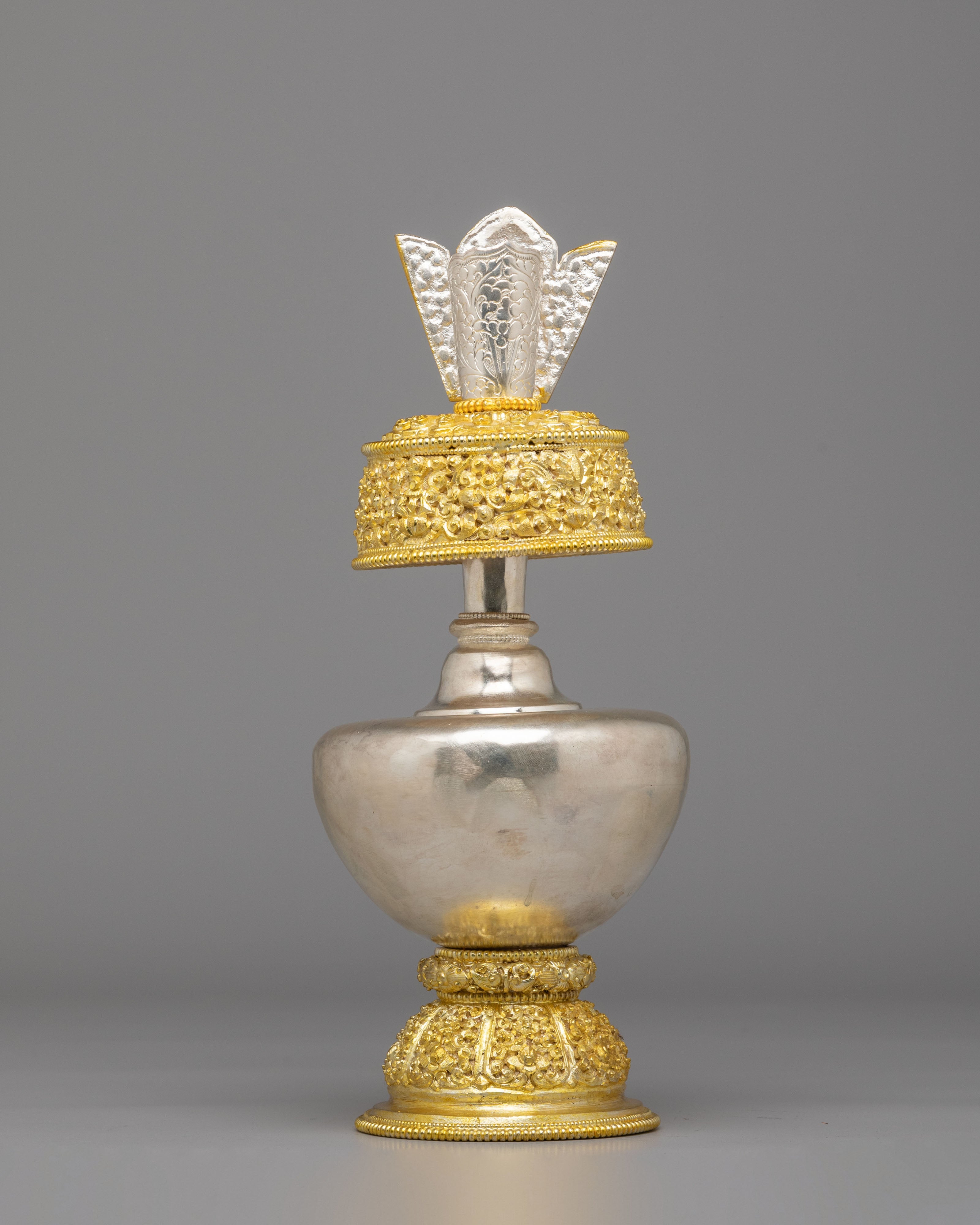 Handmade Tibetan Bhumba Set | Sacred Ritual Offering Vessel for Altars