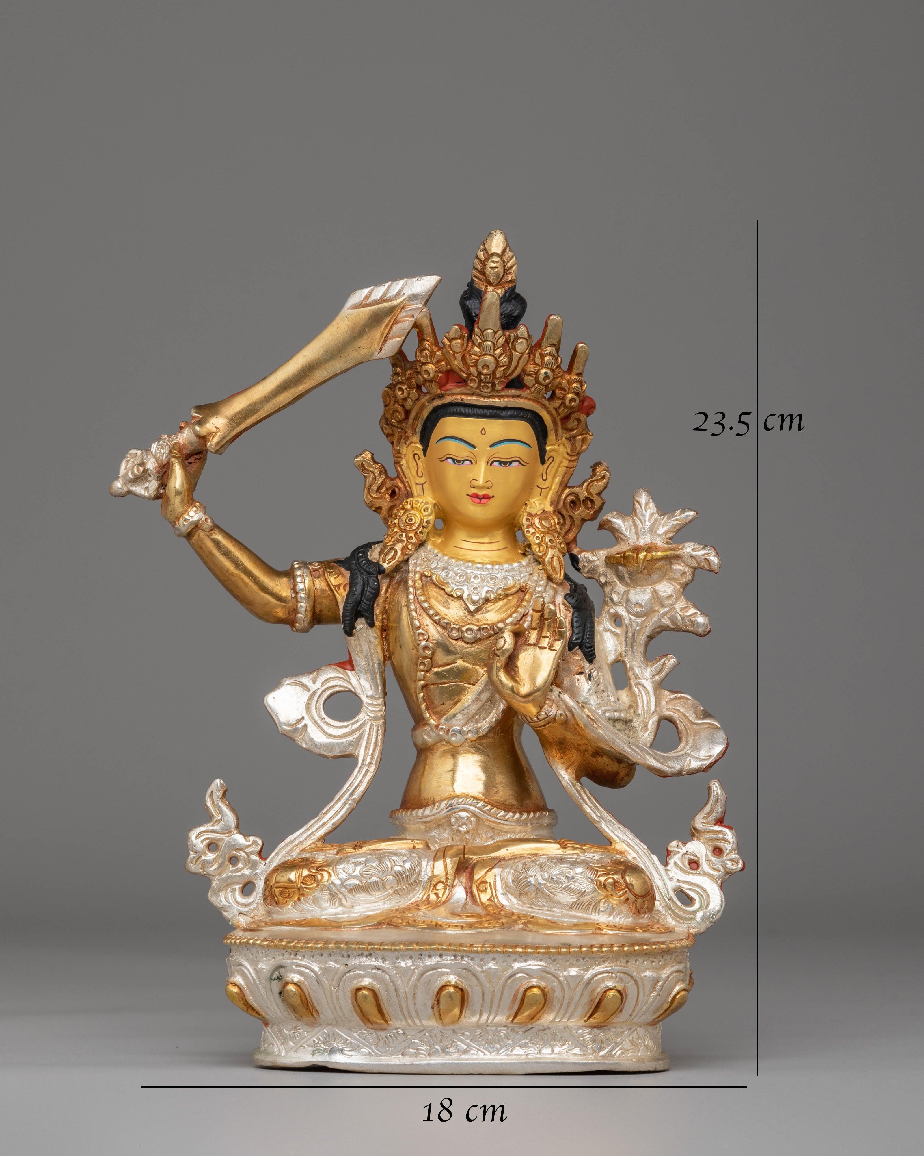 Statue of Manjushri Bodhisattva | Gold Plated Copper for Wisdom and Enlightenment