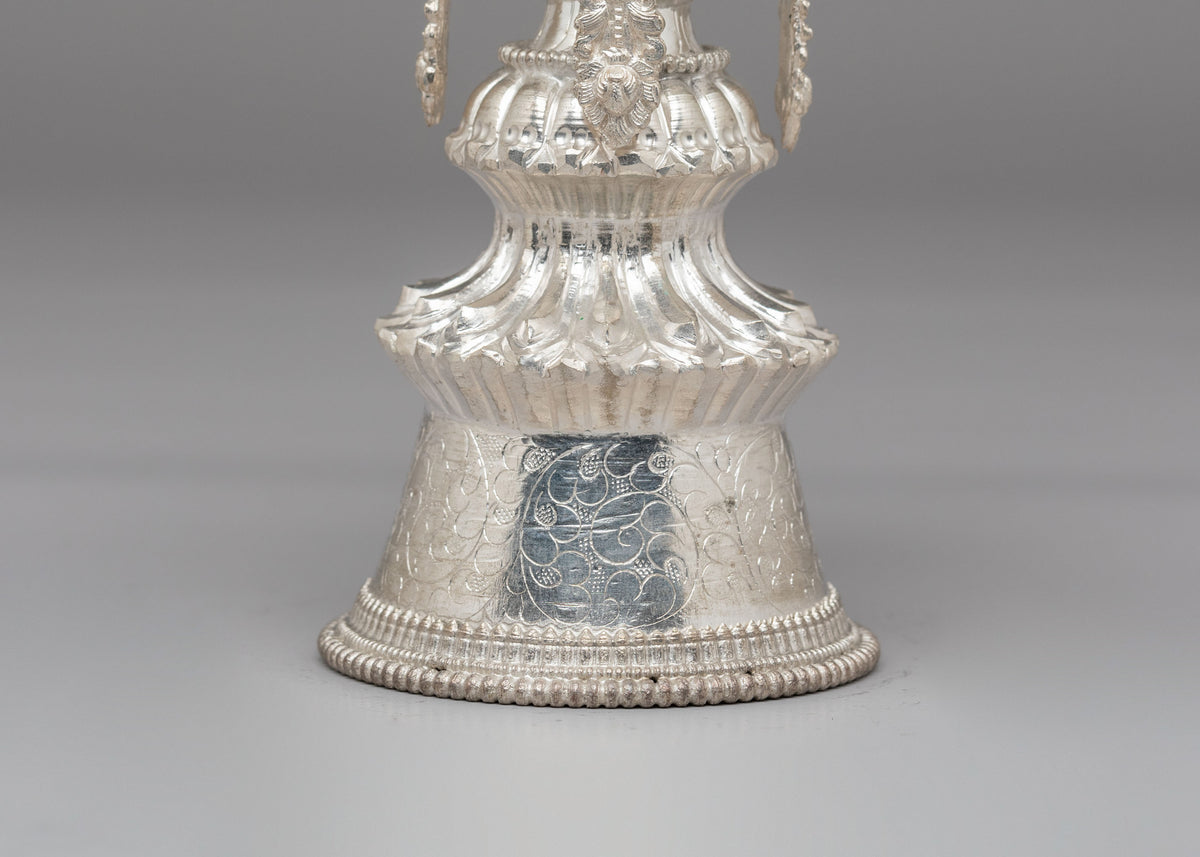 Himalayan Altar Butter Lamp Set | Silver Plated Buddhist Lamps