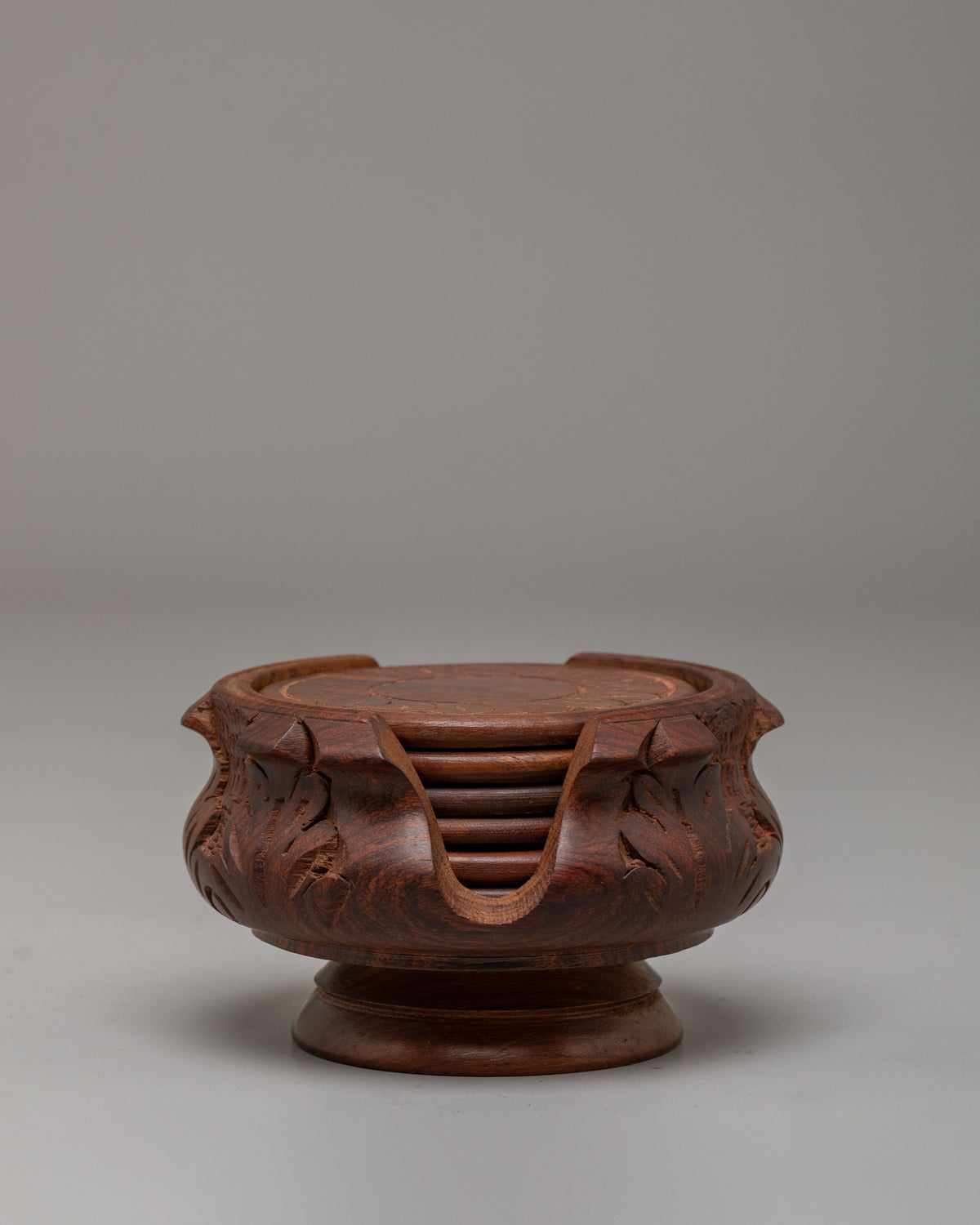Buddhist Symbol Coaster Set | Handcrafted Wooden Coasters