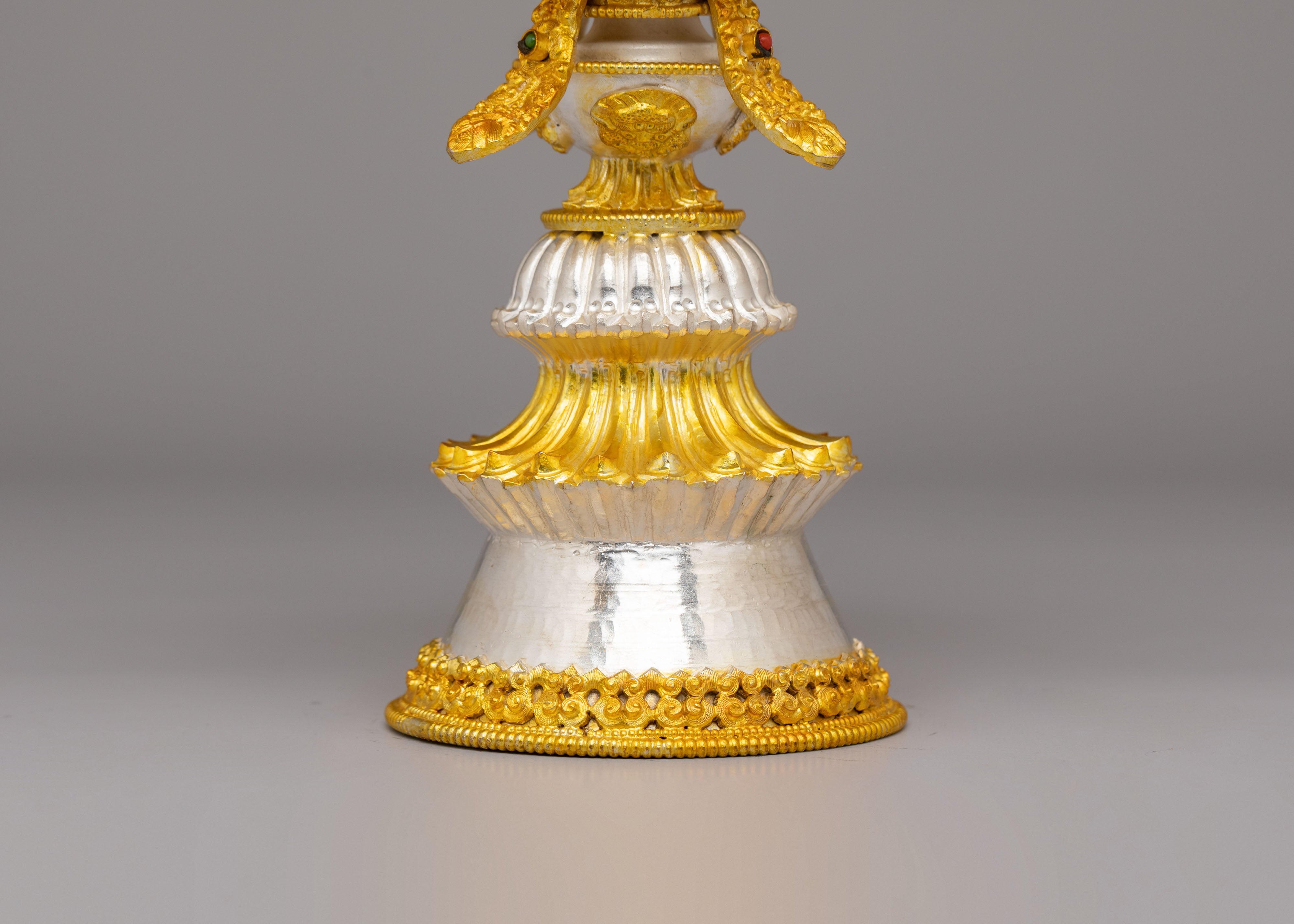 Handmade Ritual Butter Lamp Set | Silver Gold Plated Lamps for Altar Decor