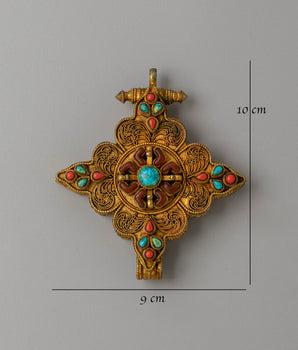 Electro Gold Plated Ghau Locket | Tibetan Pendant for Spiritual Protection