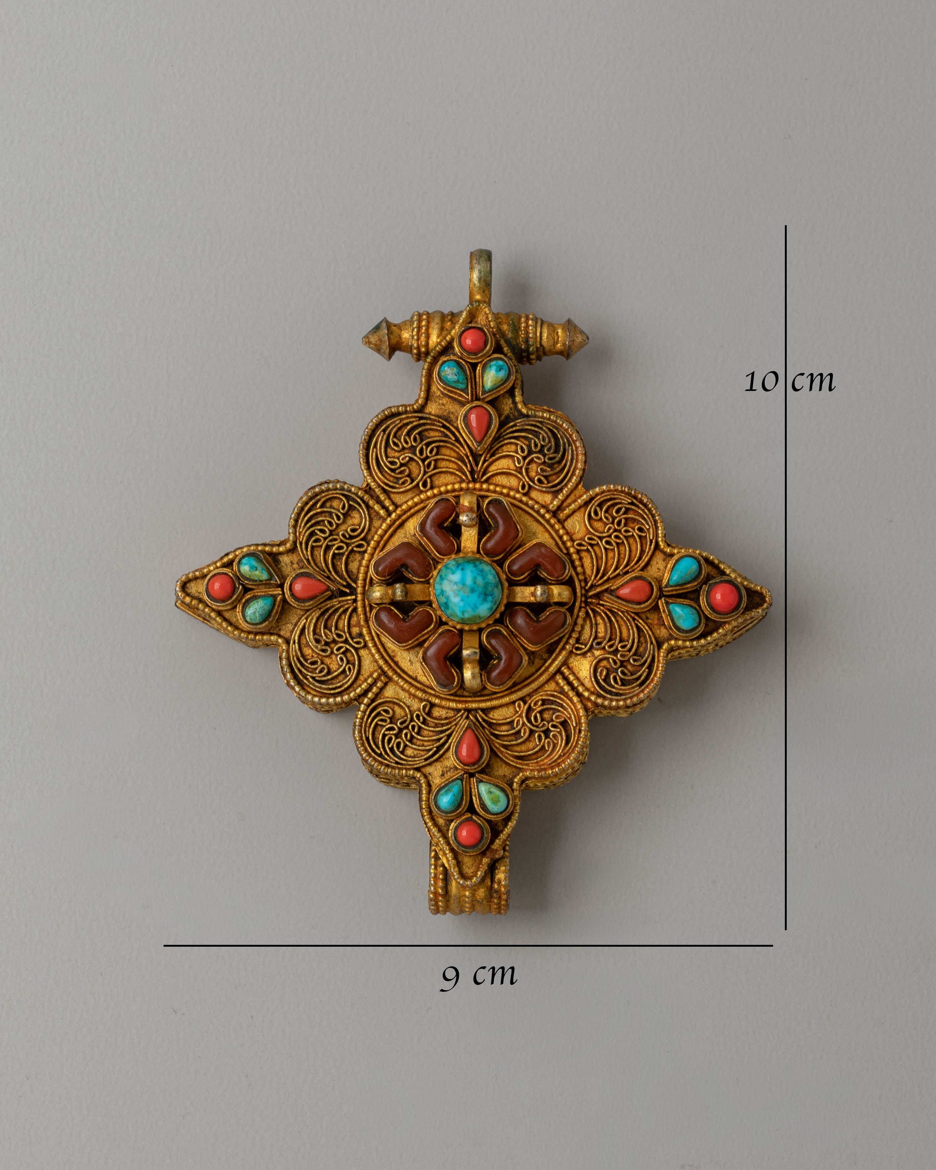 Electro Gold Plated Ghau Locket | Tibetan Pendant for Spiritual Protection