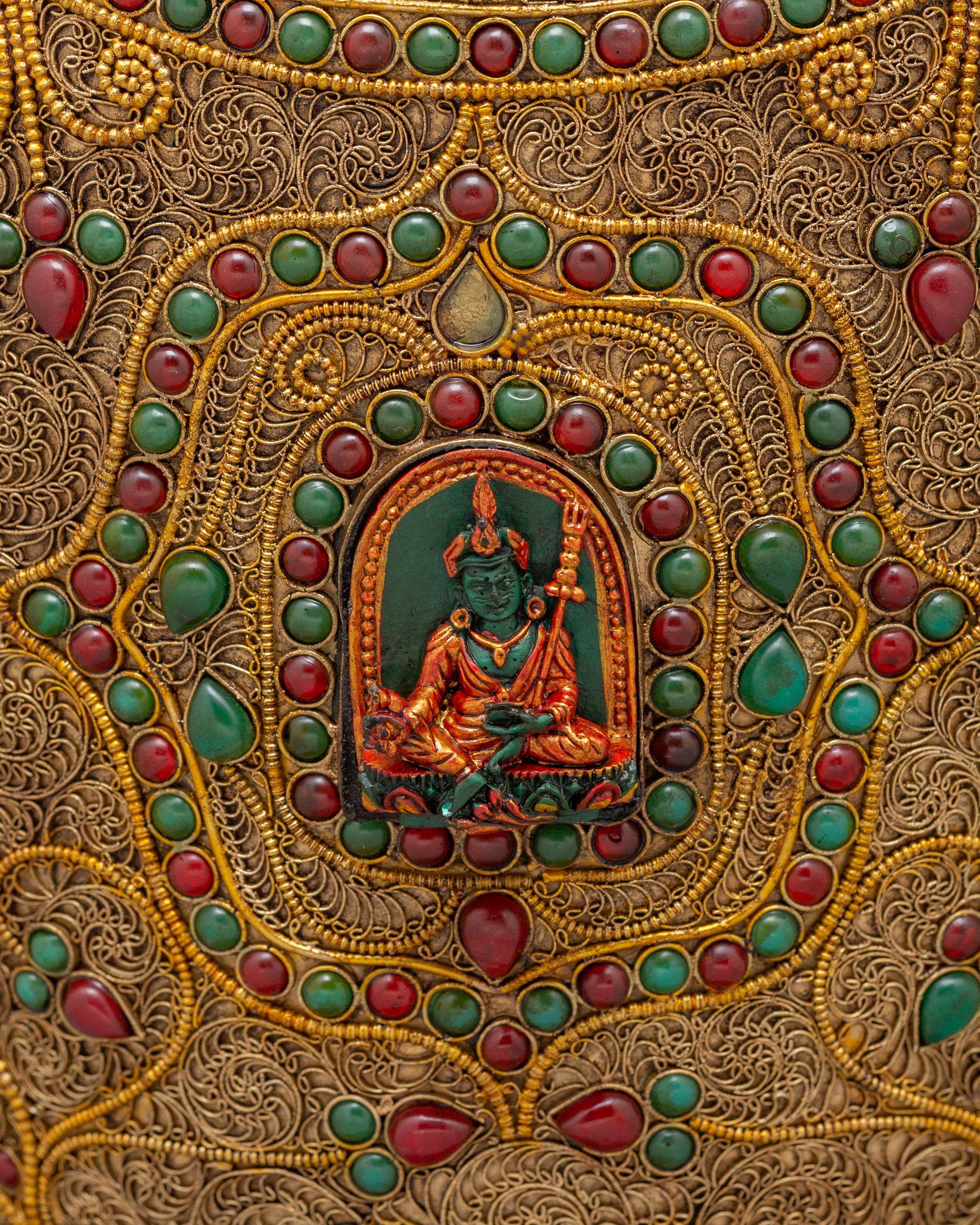 Traditional Flower Vase | Copper Gemstone Buddhist Altar Decor