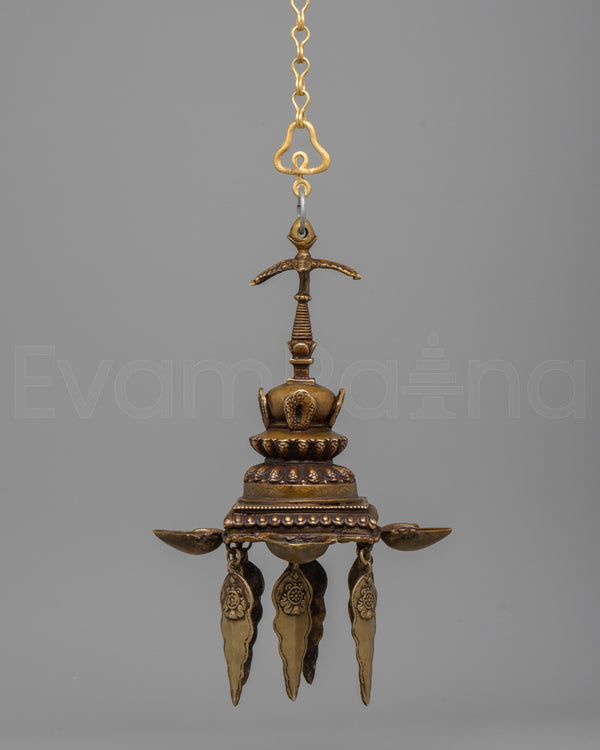 Hanging Stupa Dalucha | Traditional Brass Ritual Lamp