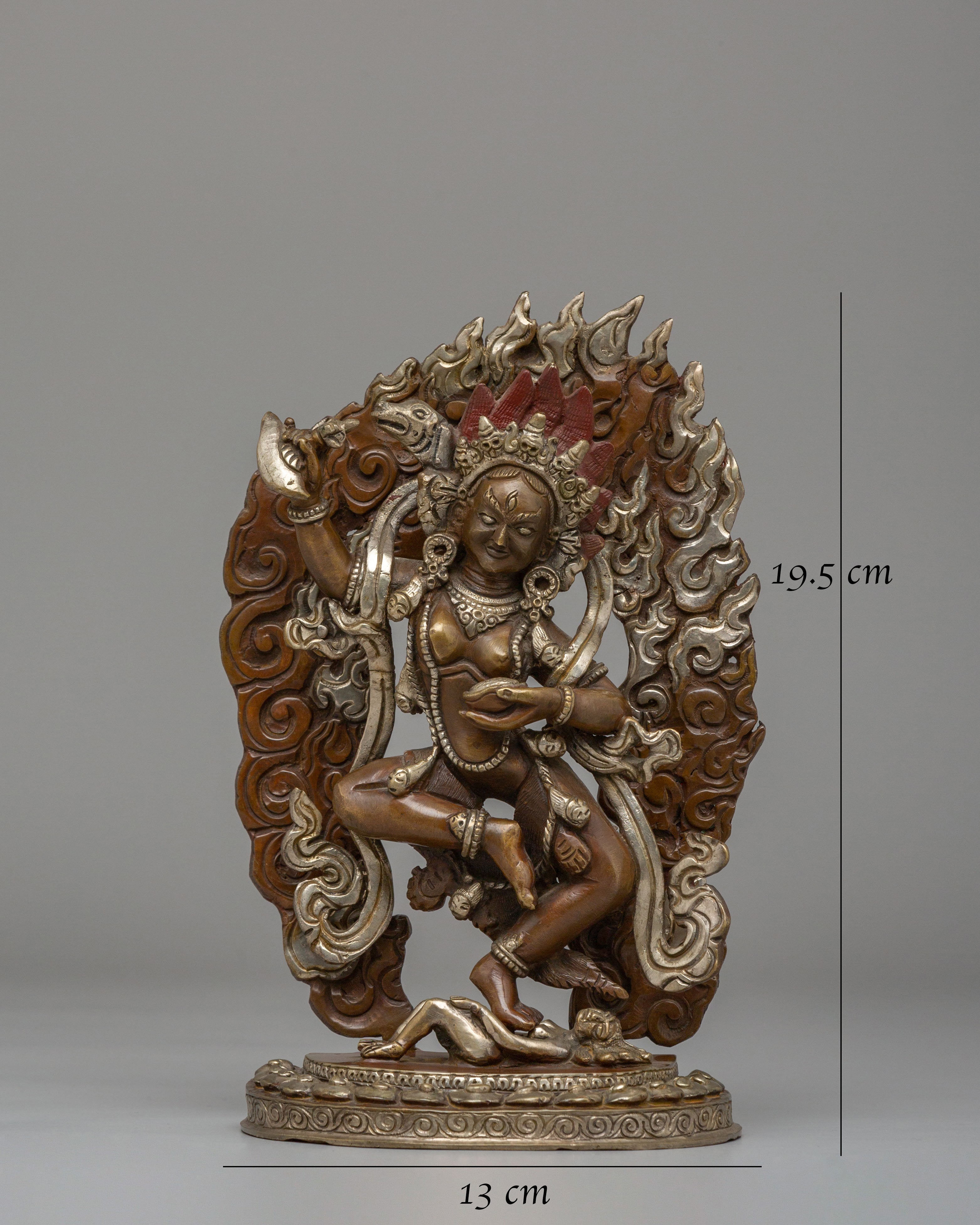 Himalayan Dorje Phagmo Deity Statue | Silver Plated Tibetan Altar Decor
