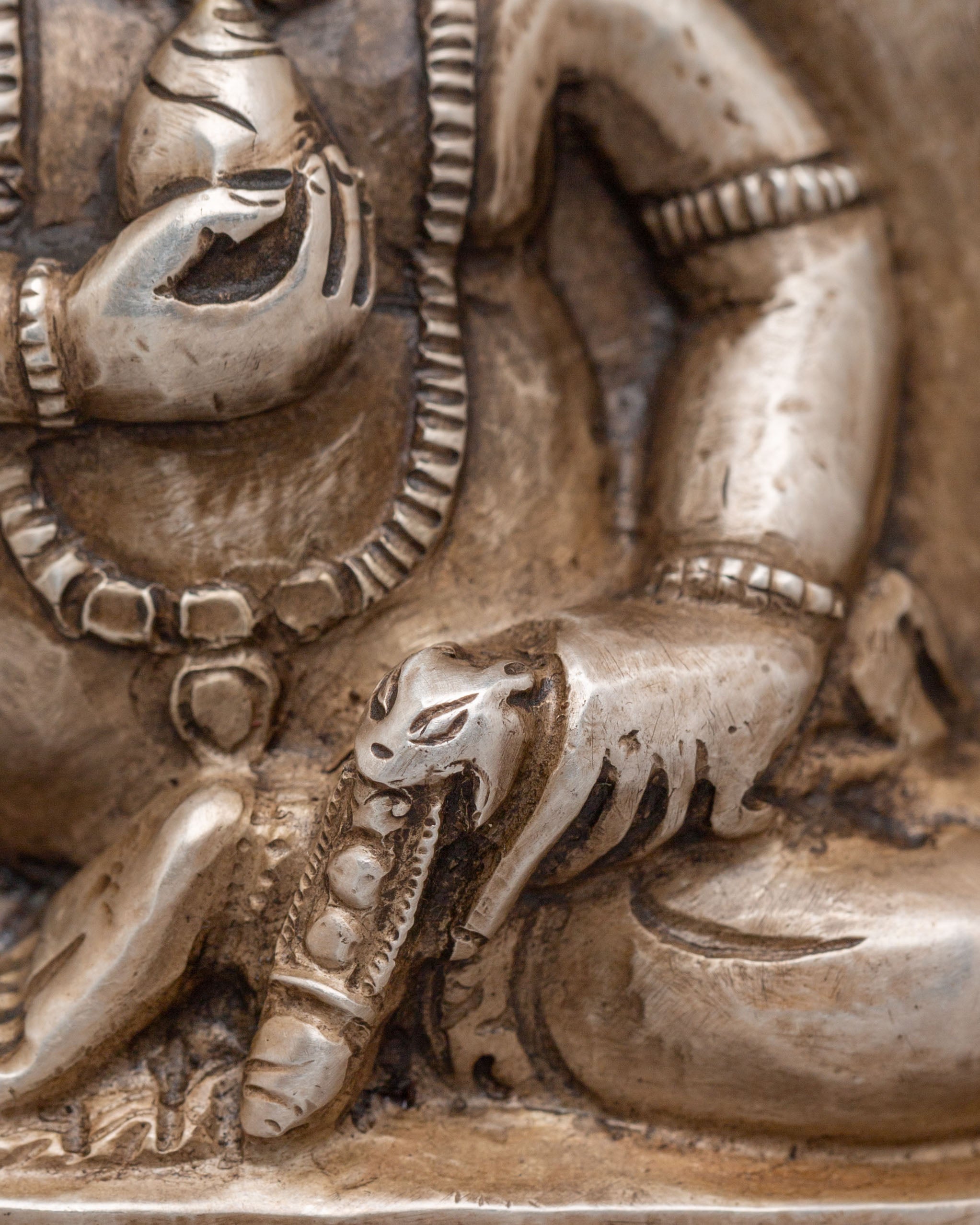 Spiritual Dzambhala Ghau Box | Silver Buddhist Treasure Box