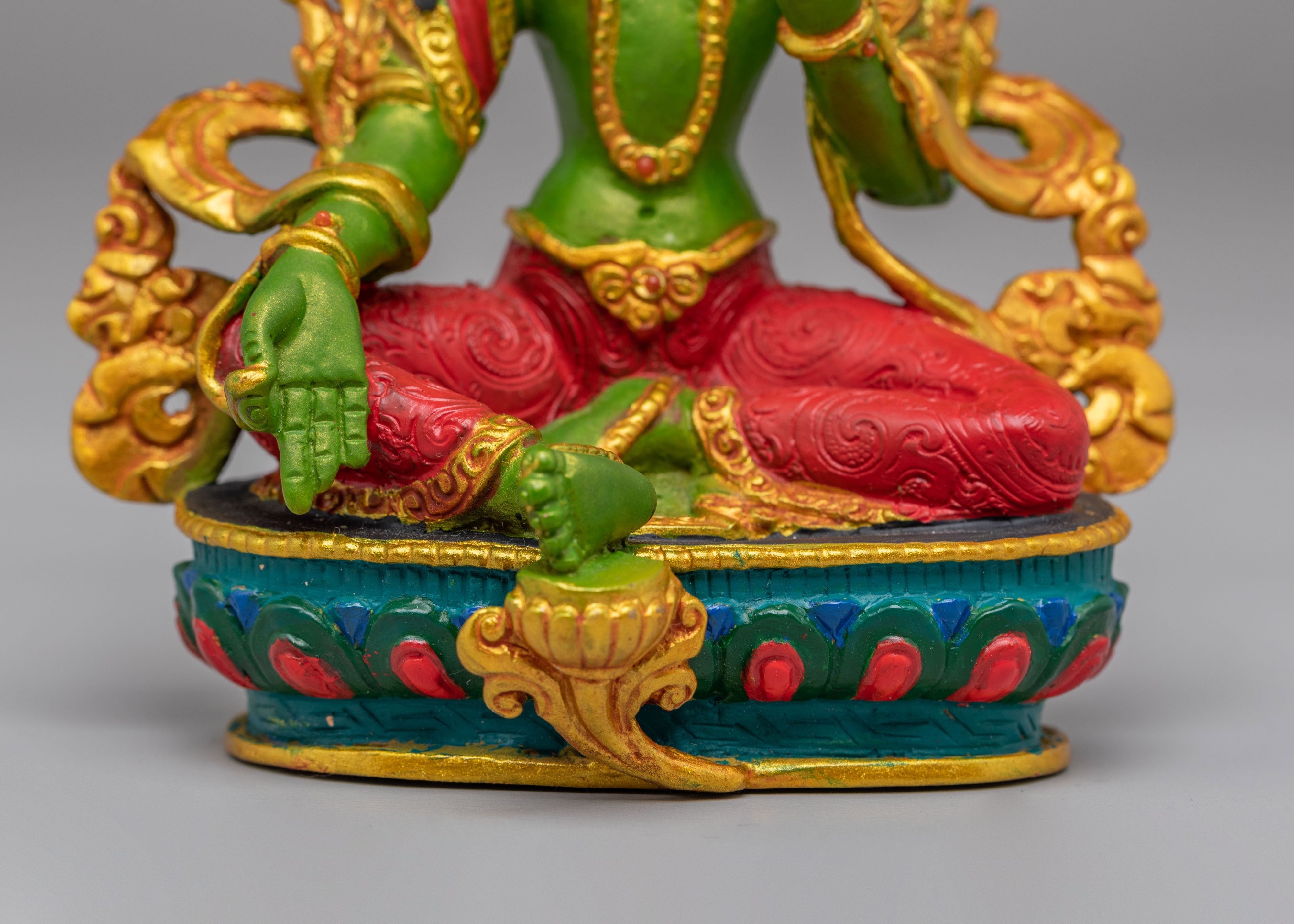 Divine Green Tara Goddess Sculpture | Handcrafted Statue for Spiritual Blessings