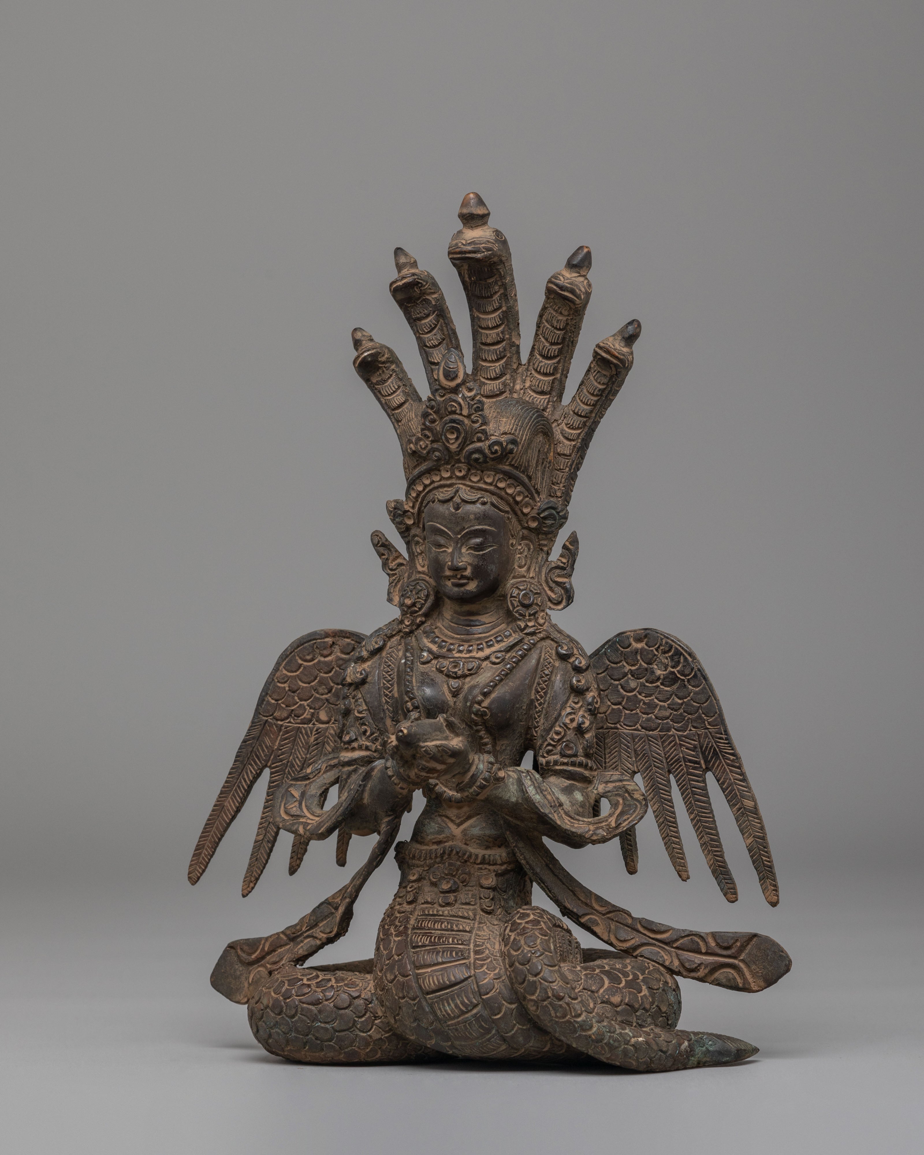 Handcrafted Naag Kanya Statue | Oxidized Copper Spiritual Art