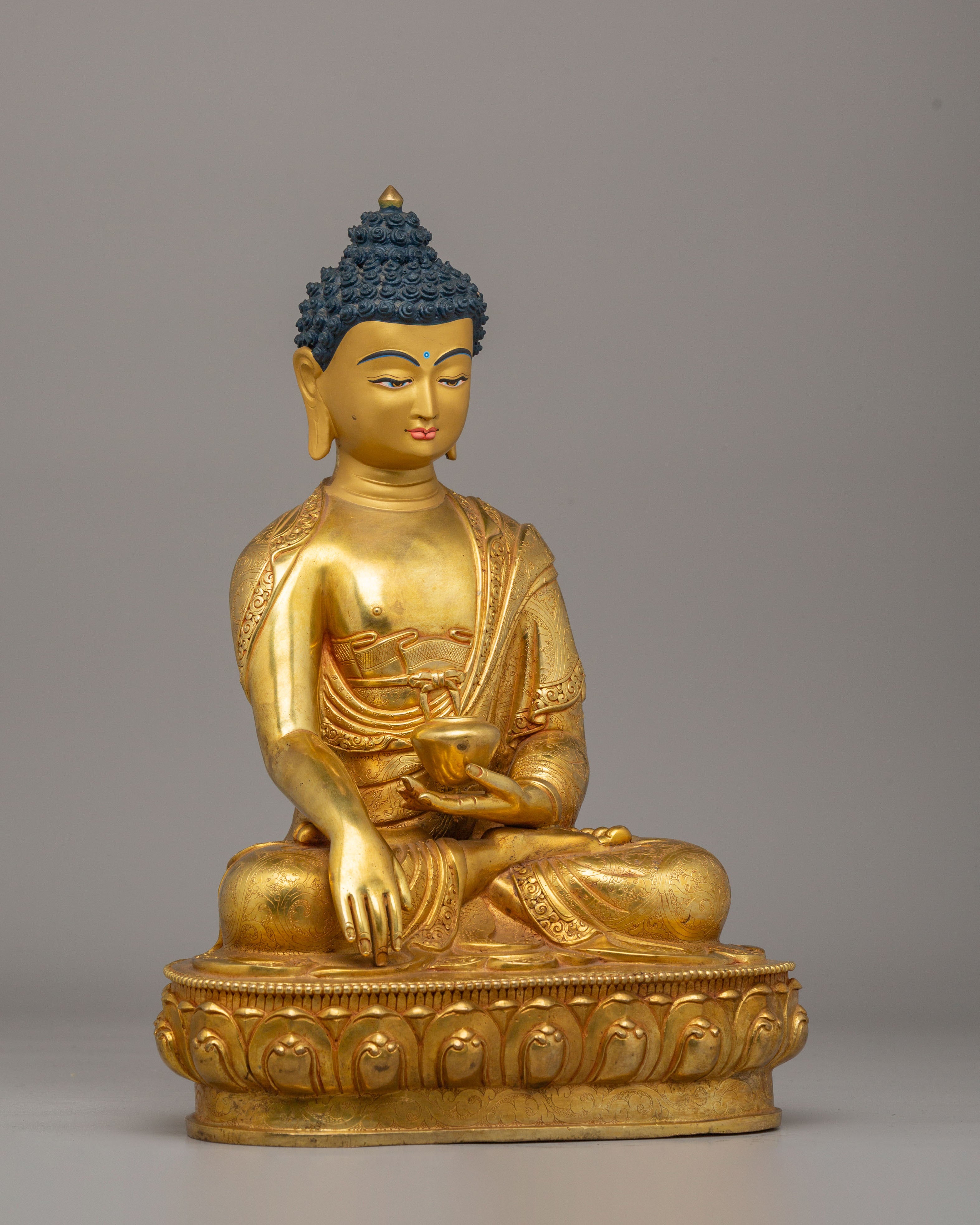 Divine Shakyamuni Buddha Altar Statue | Traditional Tibetan Artwork