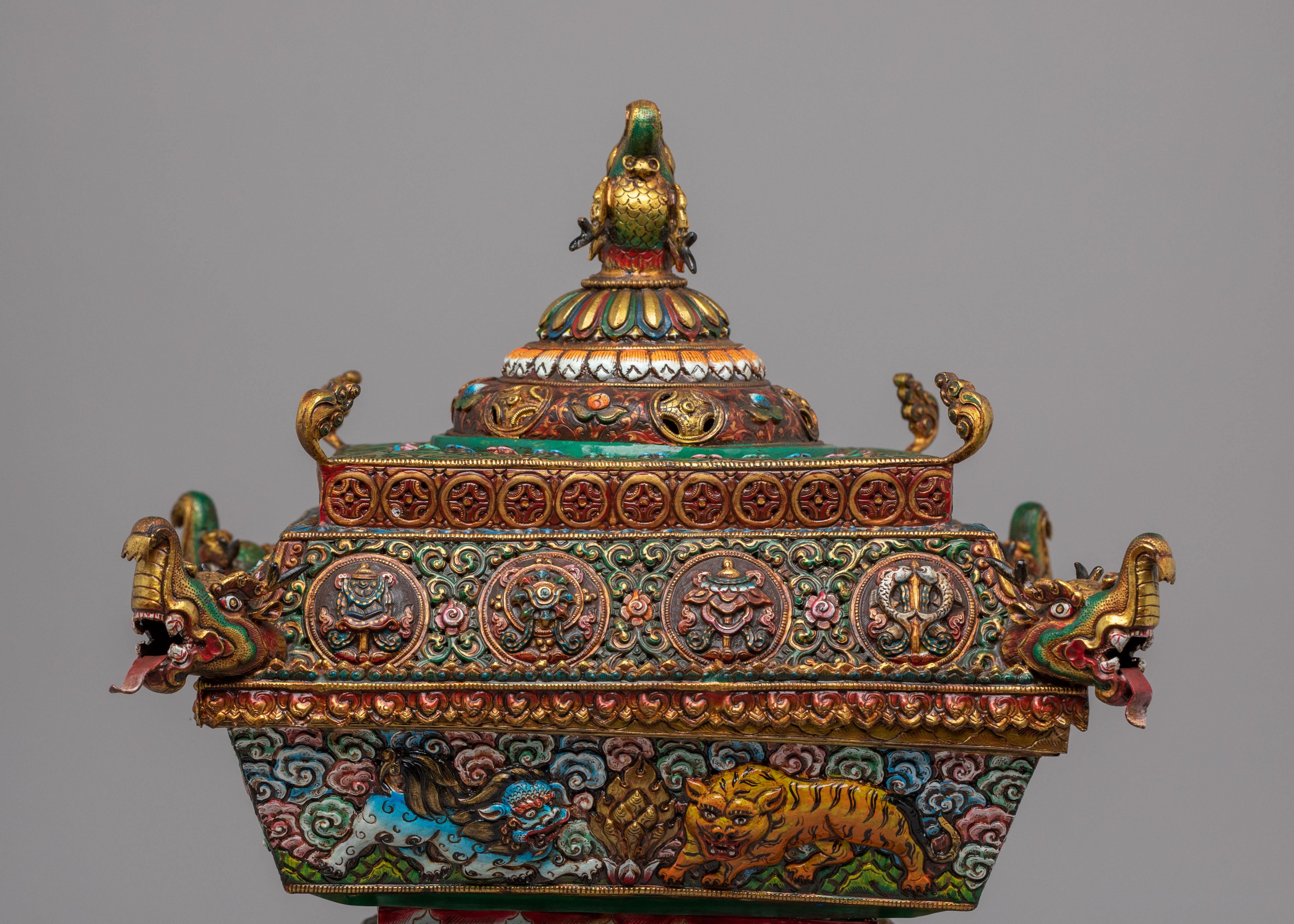 Handcrafted Ceremonial Incense Burner | Gold and Acrylic Color