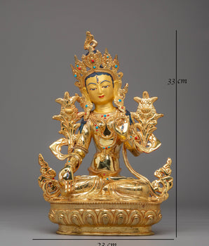 Handcrafted White Tara Copper Statue | Traditional Himalayan Artwork
