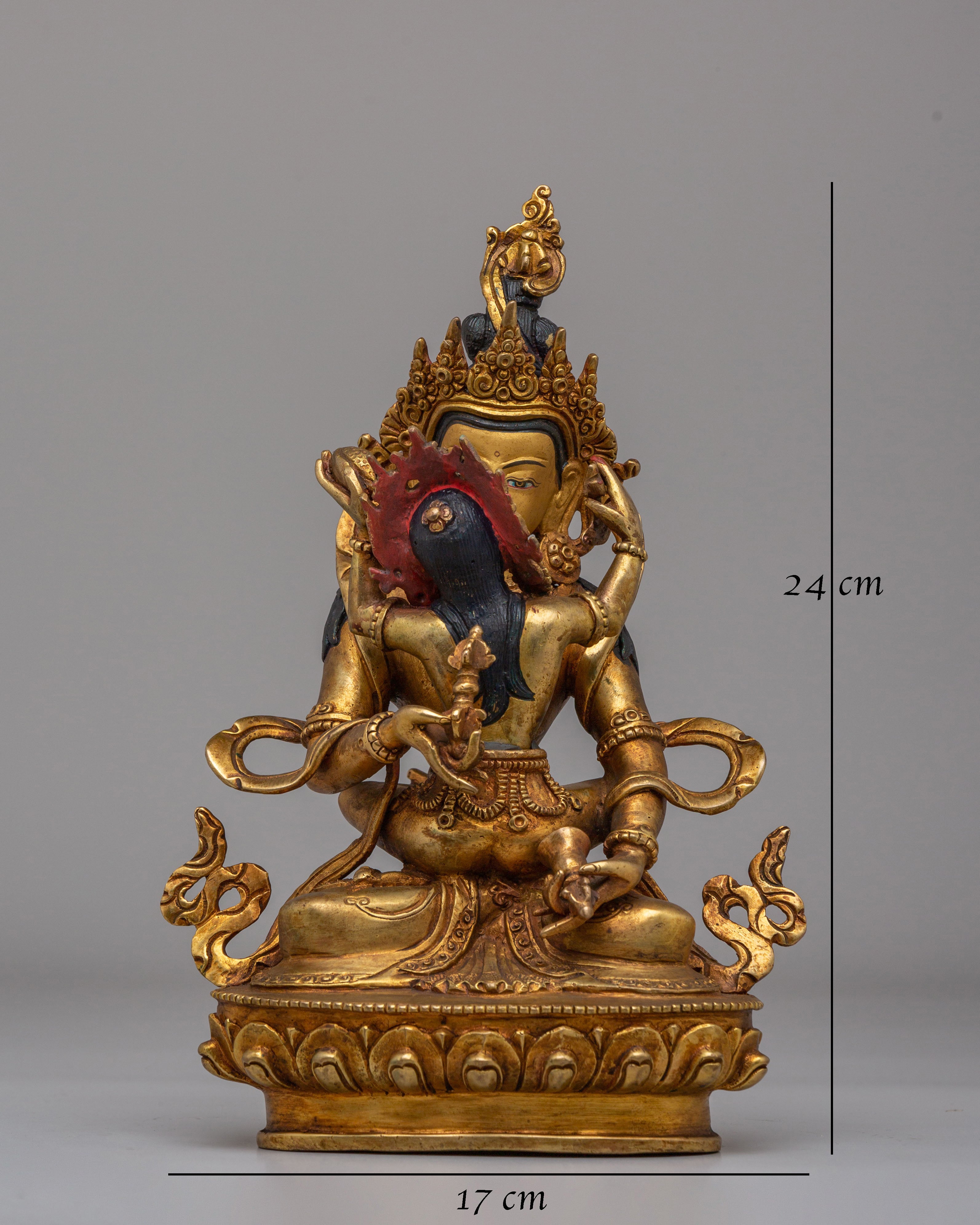 Tibetan Dorje Sempa with Consort Statue | Gold Plated Buddhist Sculpture