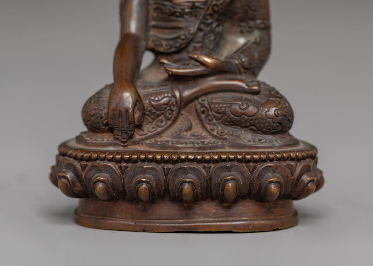 Handcrafted Oxidized Copper Shakyamuni Buddha Sculpture