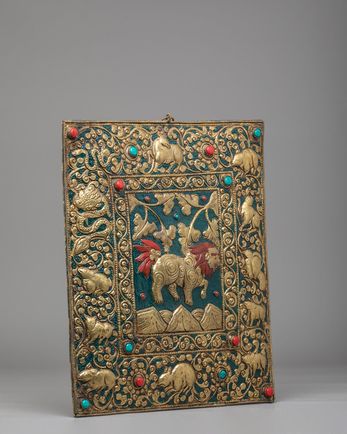 Tibetan Buddhist Lion Wall Hanging | Spiritual Home Decor